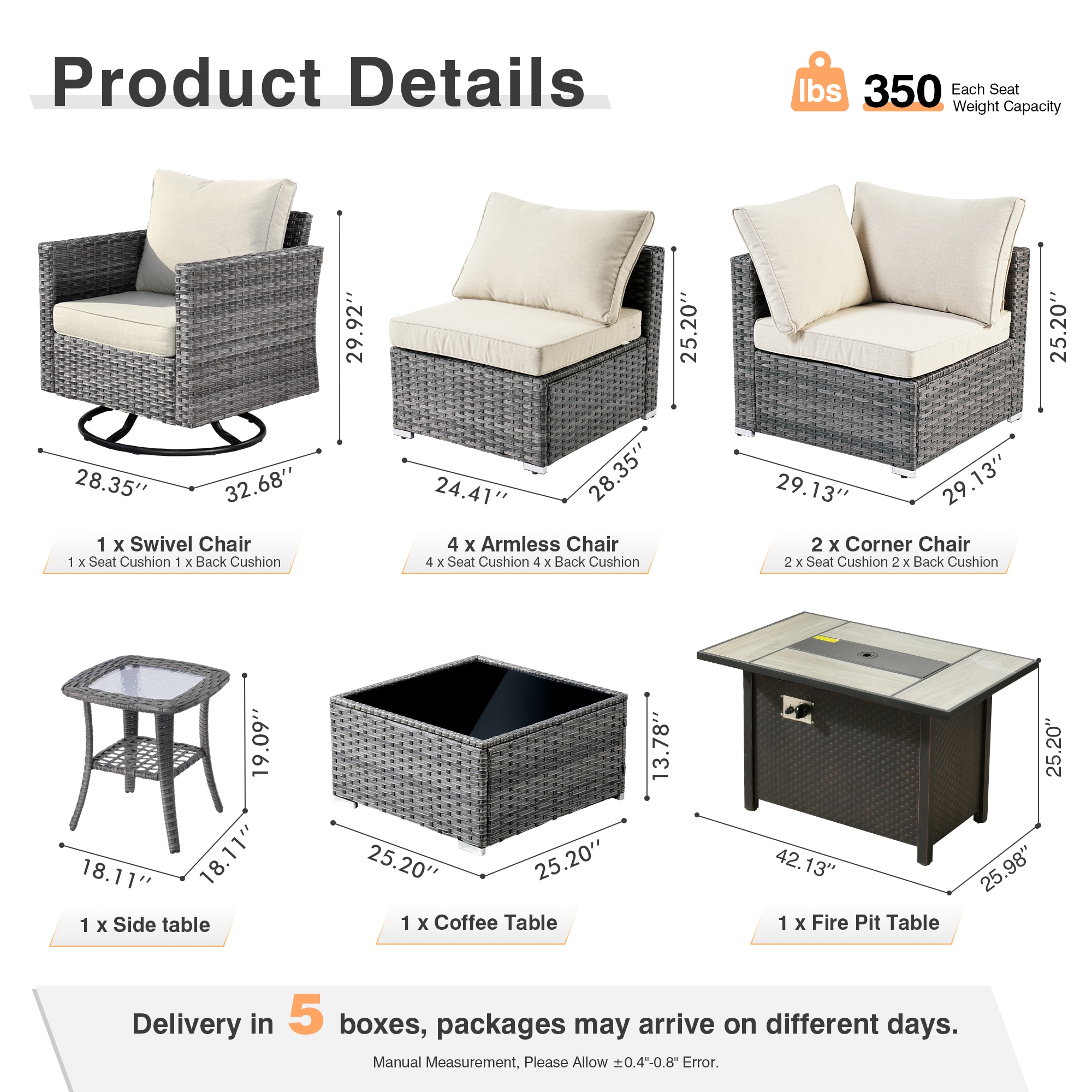 Pouuin SCFPGRSHOP600-10 Patio-Sofas-Daybeds - View #2