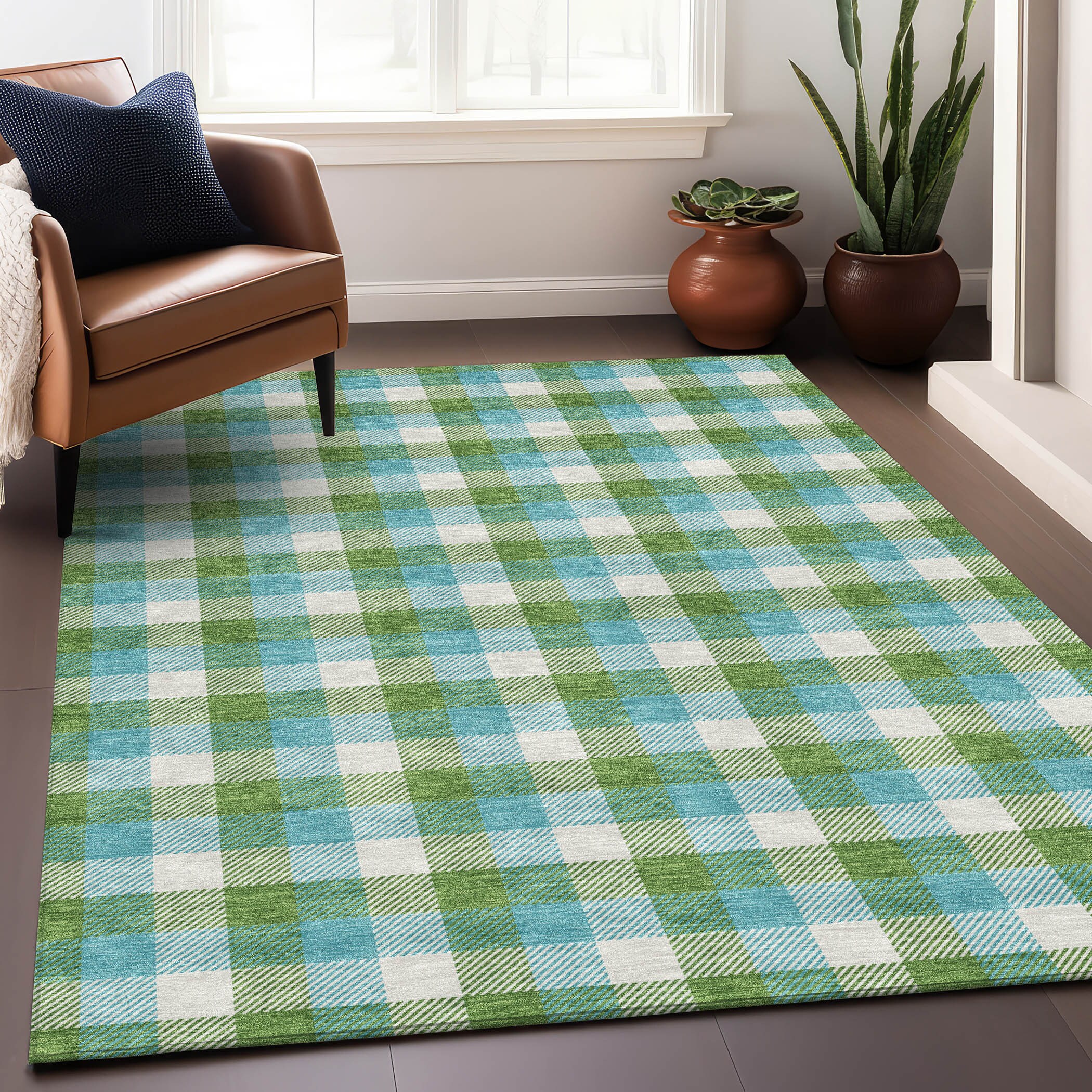 Addison Rugs ACN1053LM5X8 Chantille ACN1053LM 5 x 7 (ft) Polyester Lime Rectangular Indoor/Outdoor Geometric Machine washable Area rug