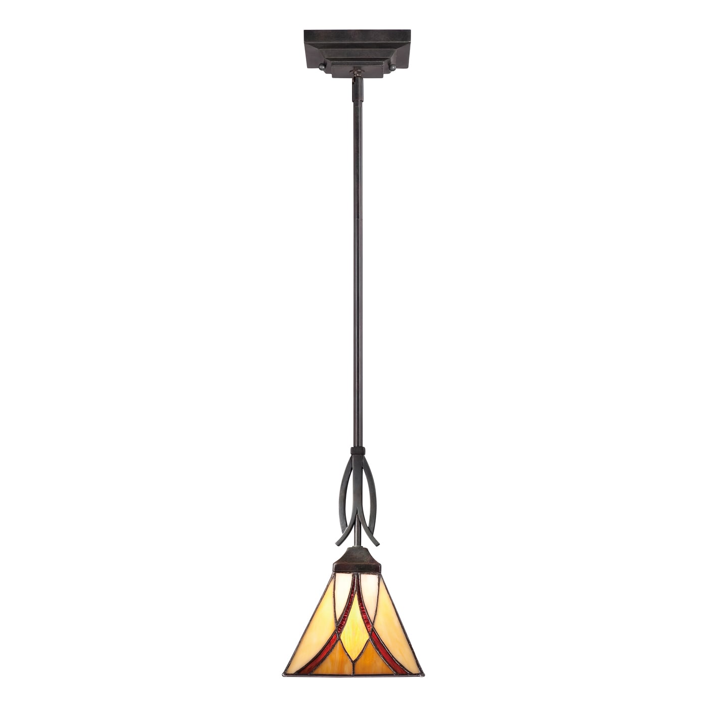 Asheville Valiant Bronze Tiffany Glass Mini Pendant Light