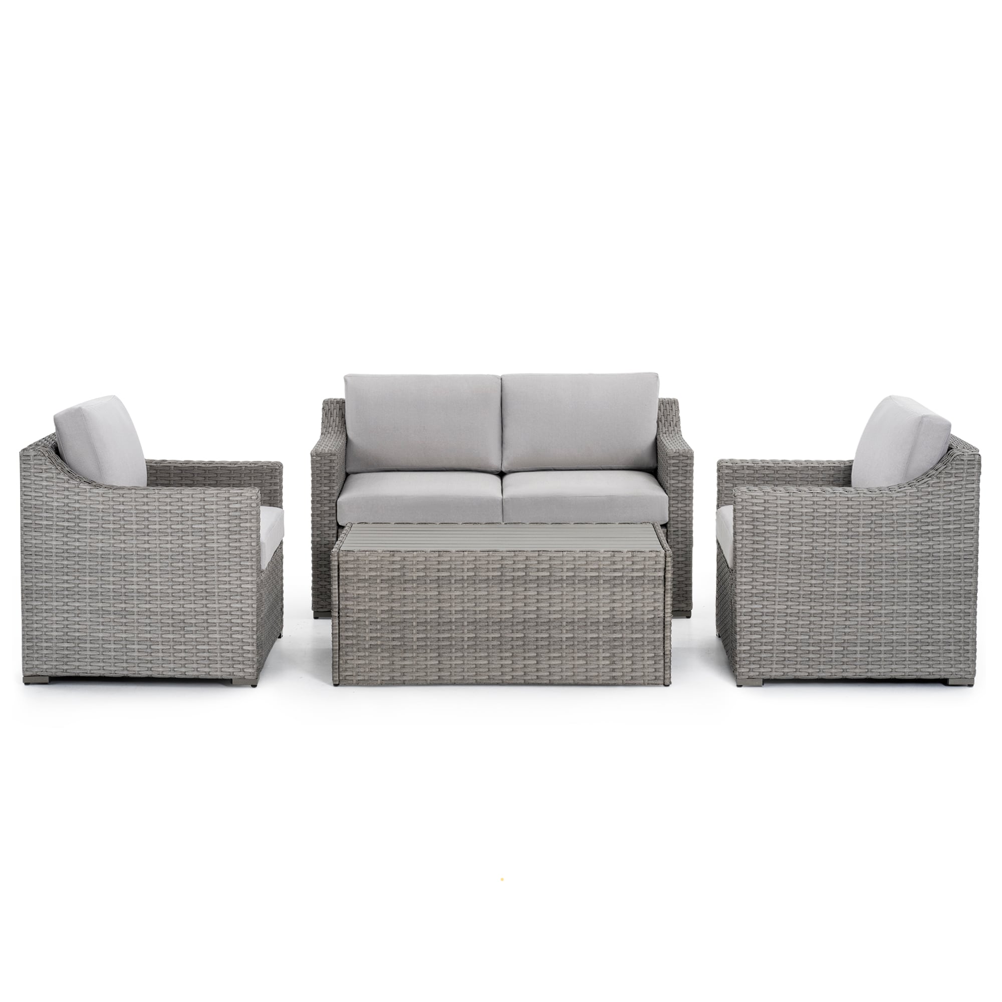  HPO-SF4-GB-WL2 4 -Piece Wicker Patio Conversation Set with Off-white Cushions