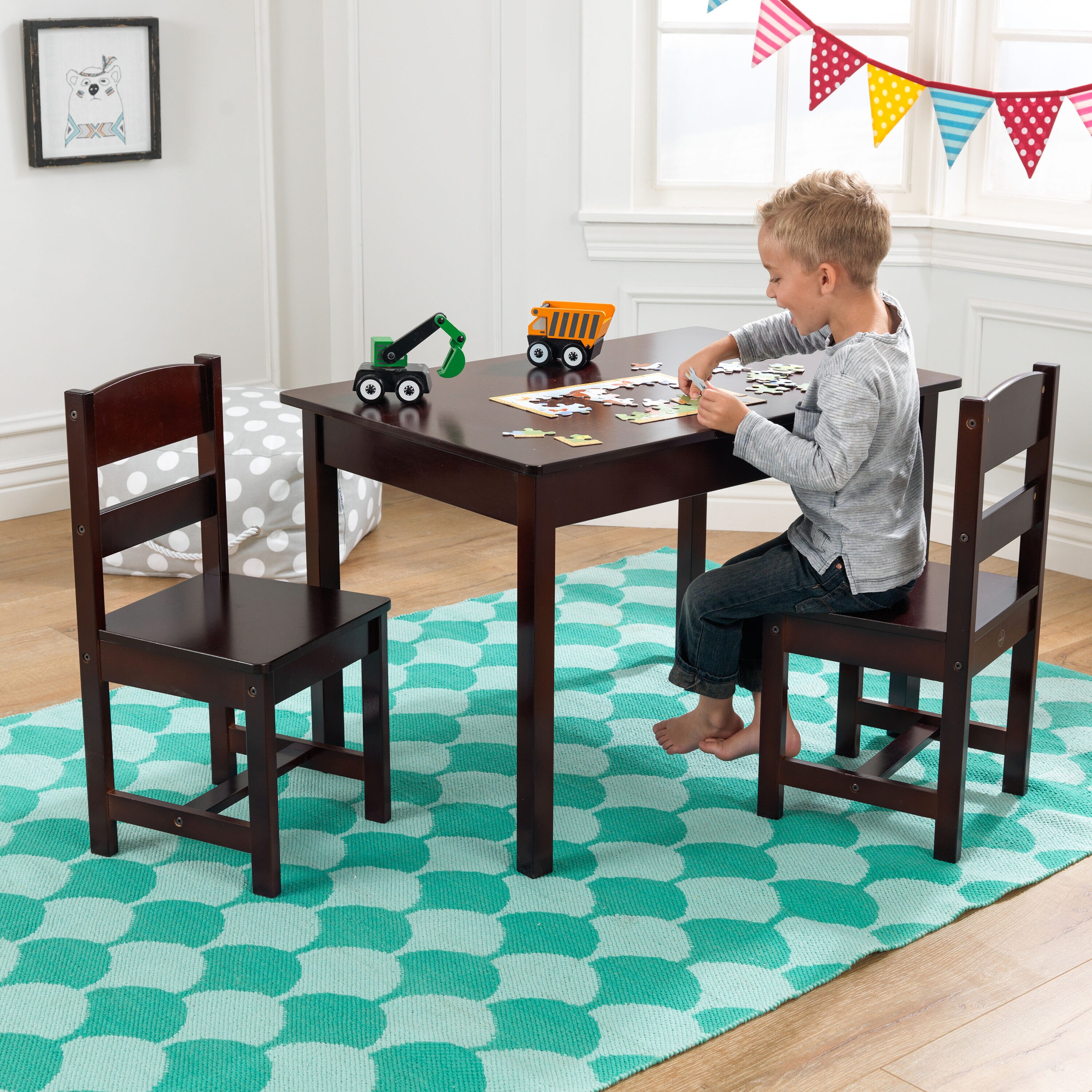 KidKraft Espresso Rectangular Kid s Play Table Set Of 2 Chairs 26680 at Lowes