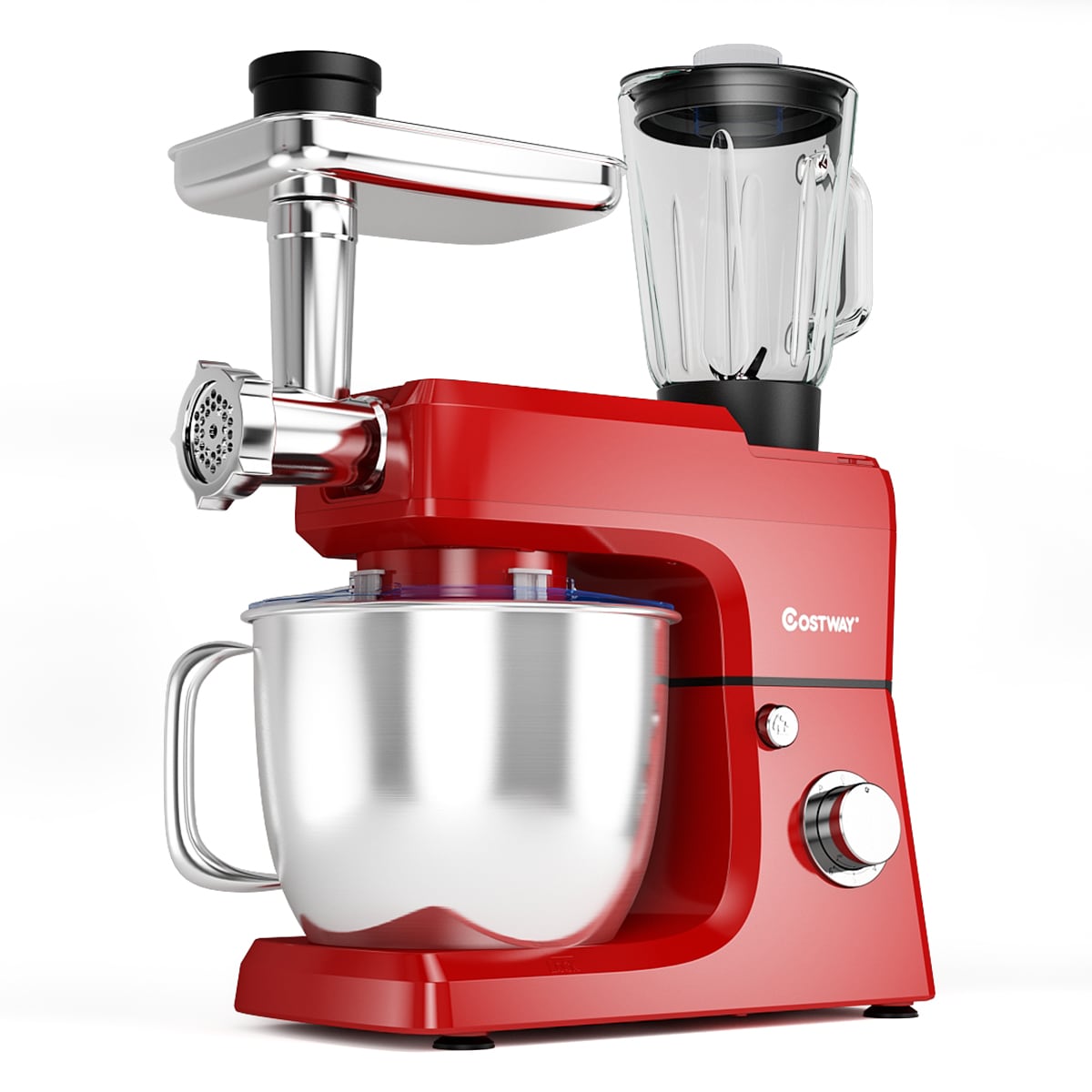 Goplus 7-Quart 6-Speed Red Commercial/Residential Stand Mixer
