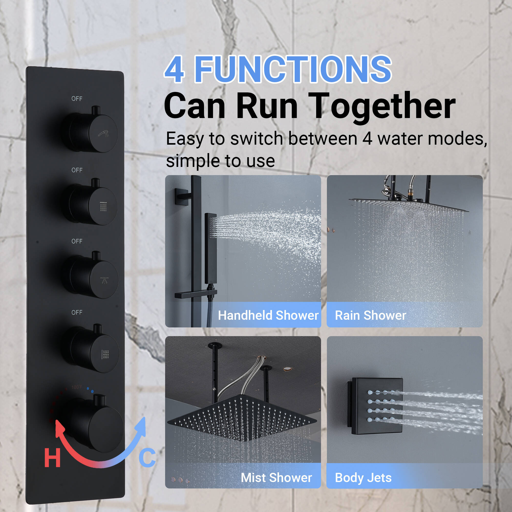 CASAINC WE-SS06MB Showerhead-Bar-Panels - View #7