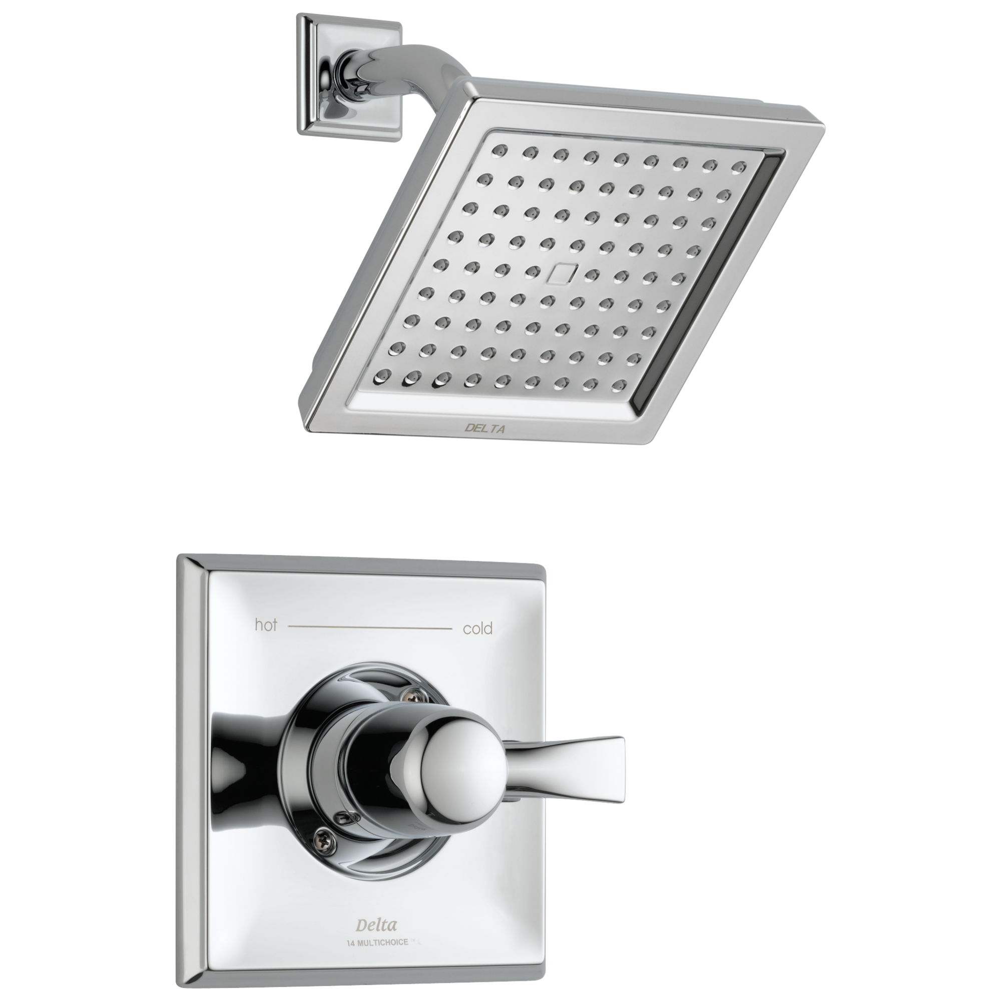 Delta T14251 Dryden Chrome 1-handle Single function 6.57-in Square Shower Faucet