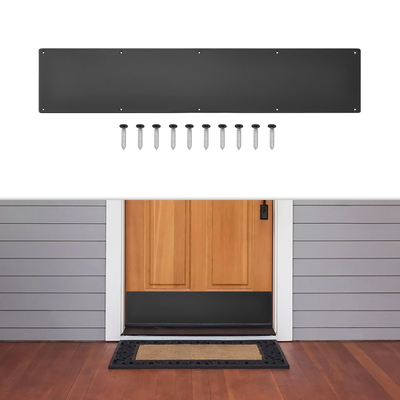 SenQWFa  Door Kick Plate 6 by 30 Inches Aluminum Push Plate for Interior Exterior Door Protection Black Finish durable home