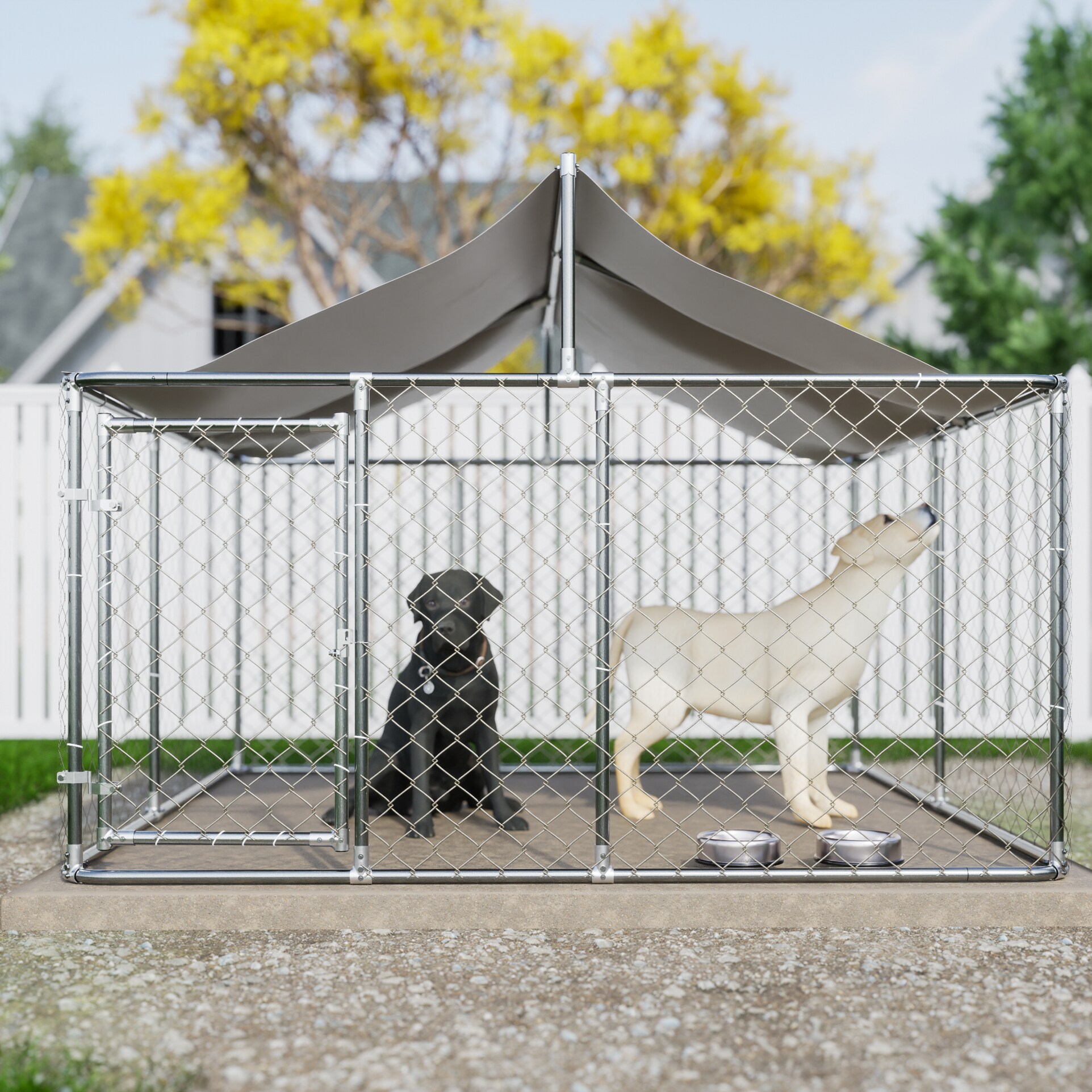 Kahomvis XX-large (91+ lbs.) Wire Dog Kennel roof Outdoor ( 9.8-Feet L x 9.8-Feet W x 5.9-Feet H )