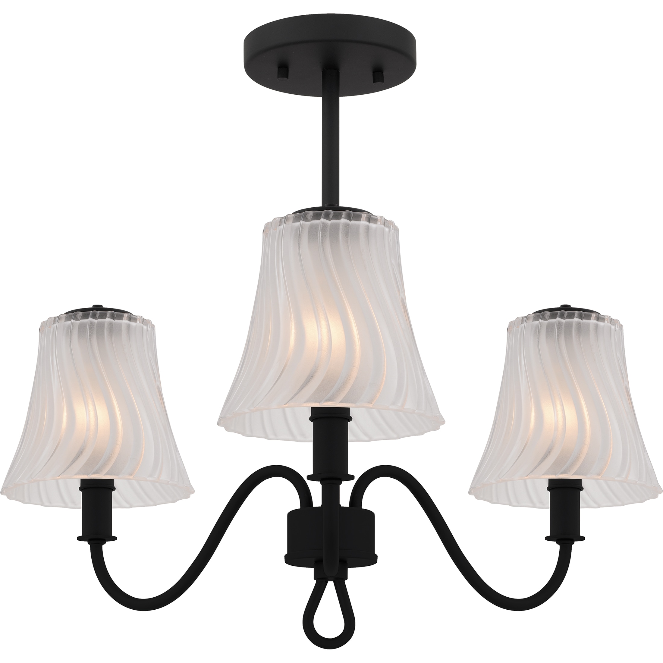 Quoizel MCK1722MBK McKinney 3 -Light 21.75-in Matte Black Semi Flush Mount Light