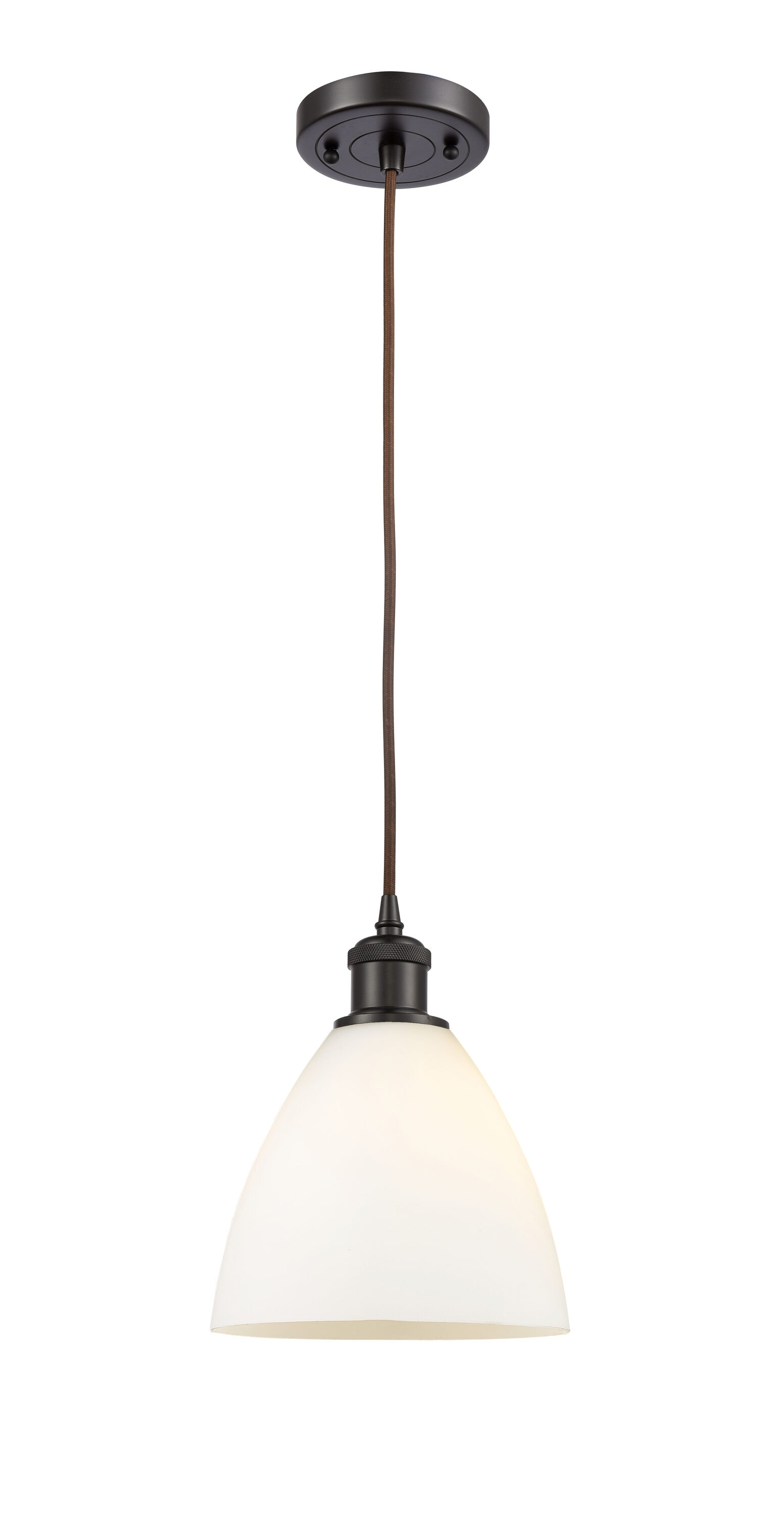 Innovations Lighting 516-1P-OB-GBD-751 Bristol Glass Oil Rubbed Bronze Industrial Opal glass Dome Medium Hanging Pendant light