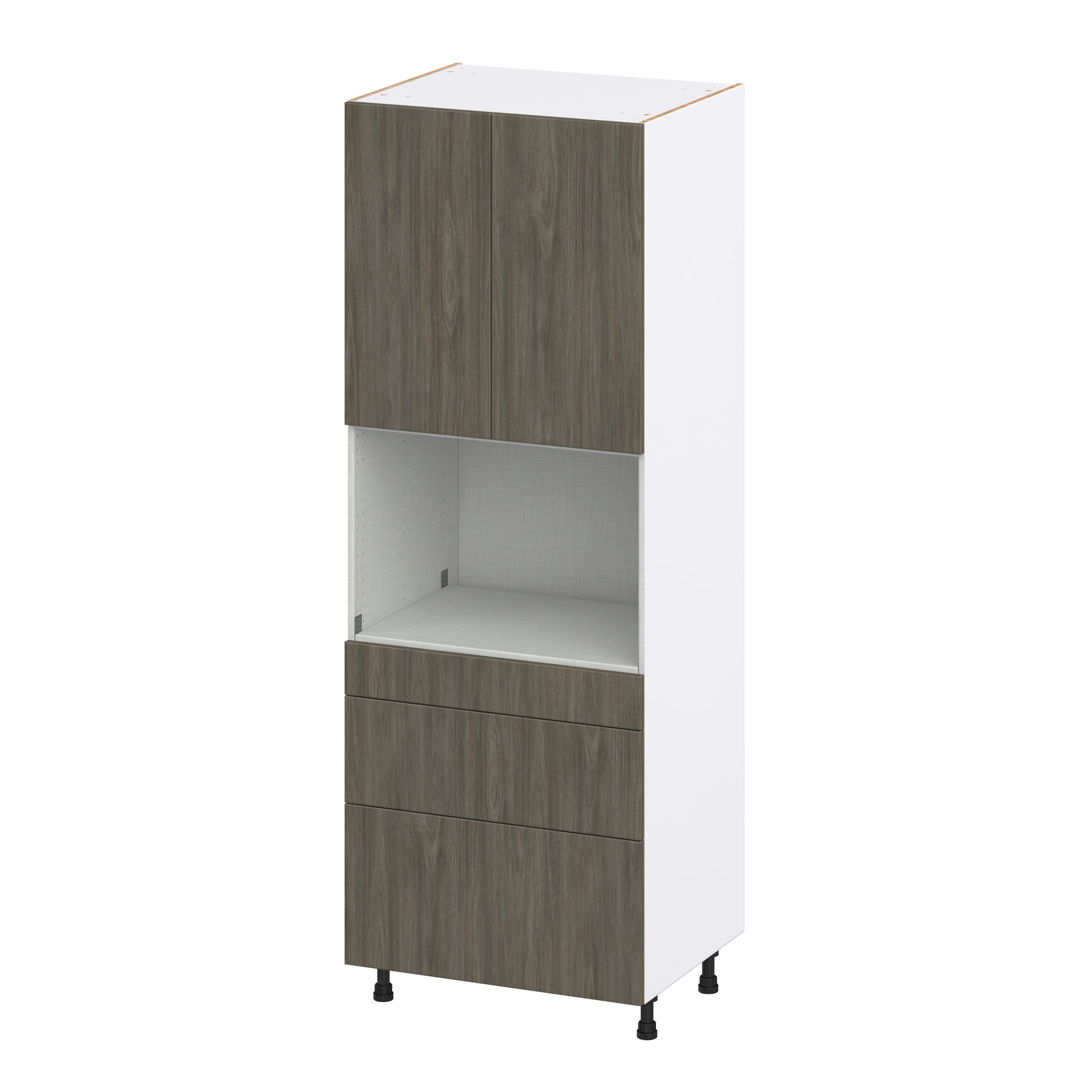Hugo&Borg Lasalle 30-in W x 84.5-in H x 24-in D Bright White Slab 3-Drawers Single Oven Pantry Fully Assembled Cabinet (Flat Panel Slab Style)