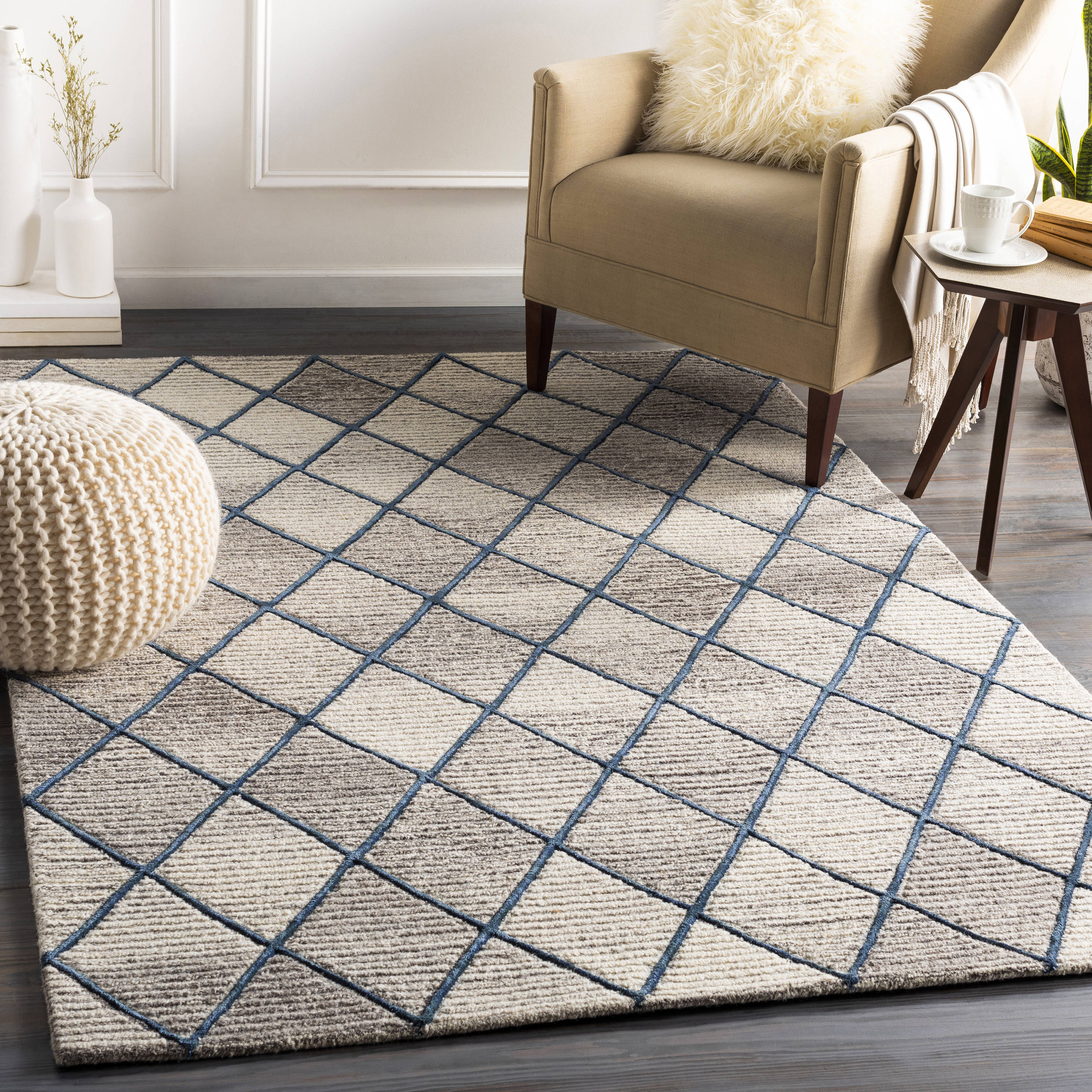 Handmade Blue Wool and Viscose Tufted 8' x 10' Area Rug