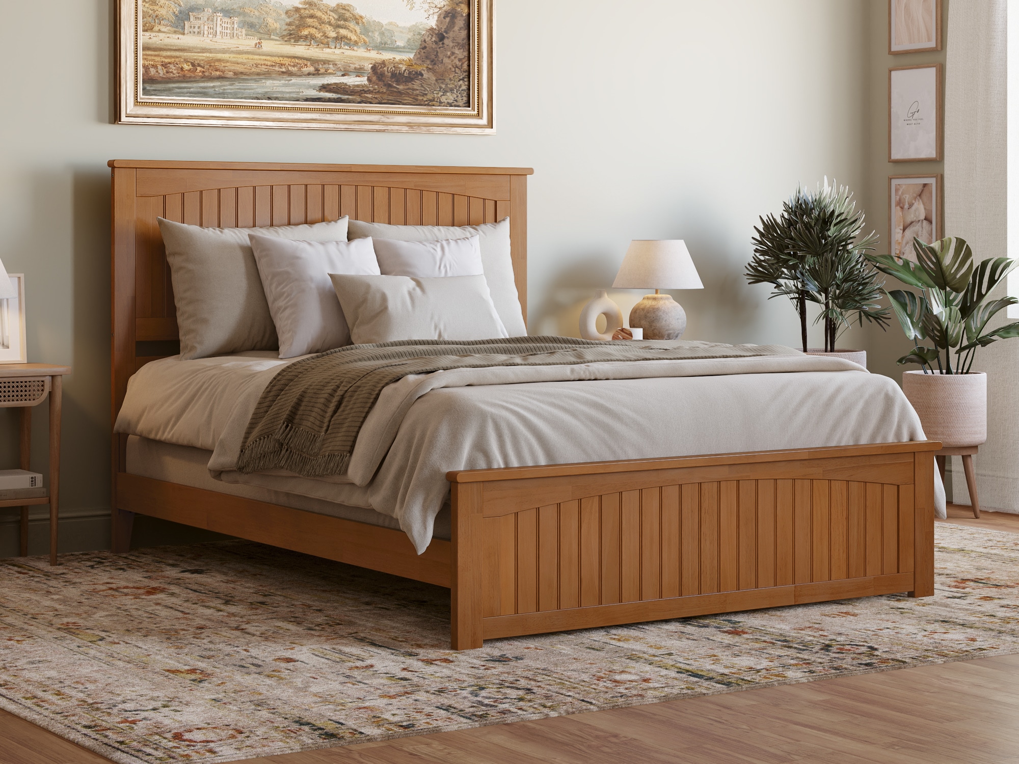 Nantucket Light Toffee Queen Solid Wood Platform Bed with Headboard