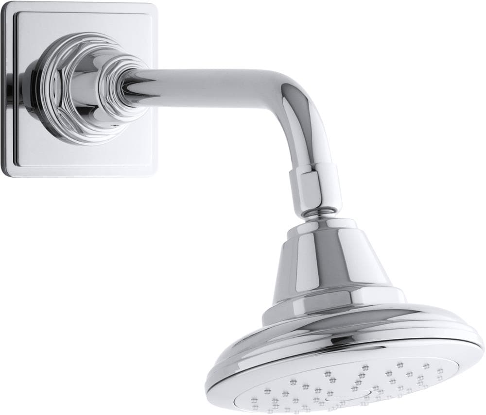 KOHLER K-45417-G-CP Pinstripe 1.0 -Spray Polished Chrome 5.625-in Round Fixed Shower Head 1.75 GPM