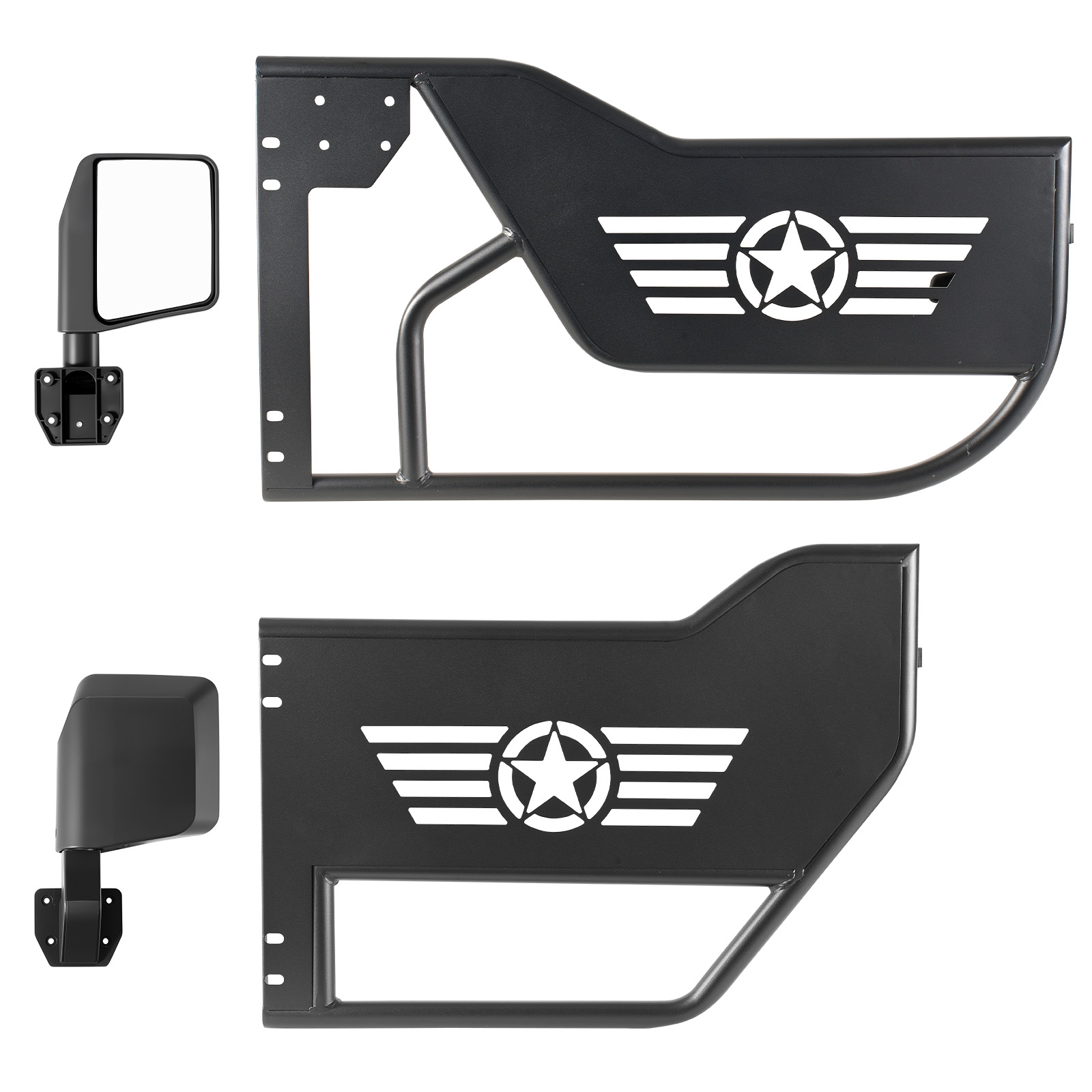 VEVOR Jeep Tube Doors 4-Door Compatible with 2018-2026 Jeep Wrangler JL JLU and Gladiator JT 4XE Steel Off Road Front and Rear Tubular Half Doors with DOT Certified Side View Mirrors and Storage Bag