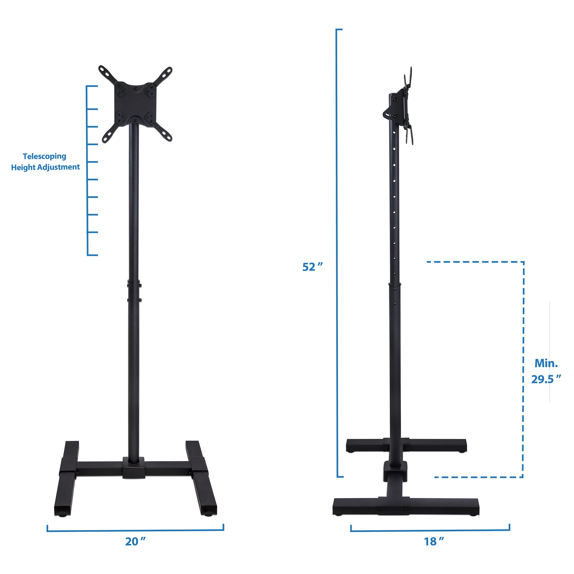 Adjustable Black Portable TV Stand for 13-42 Inch Screens
