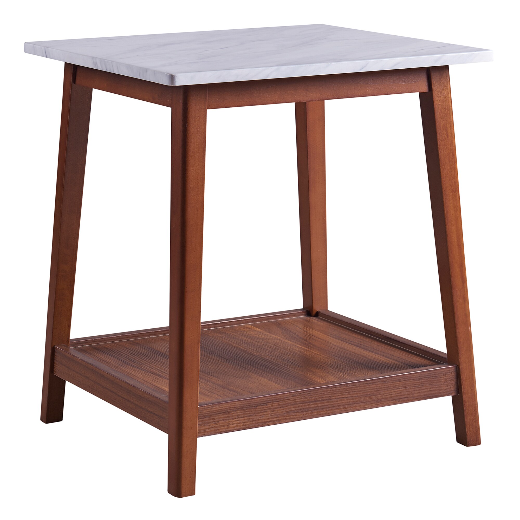 Teamson Home VNF-00077 Kingston 20-Inches W x 22-Inches H Faux marble/Walnut Faux marble Rectangular Midcentury End Table Assembly Required