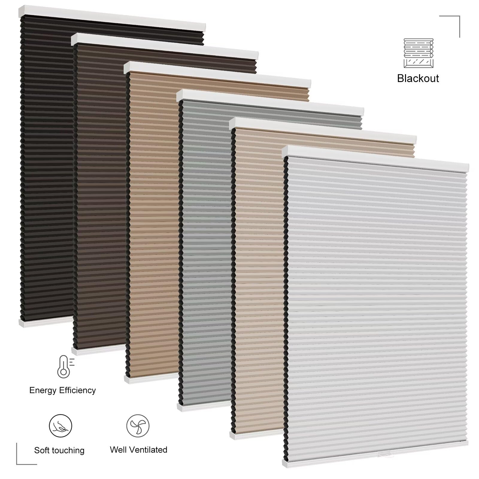 Yichuhaoxi Blackout Cordless Cellular Shades for Windows Honeycomb ...