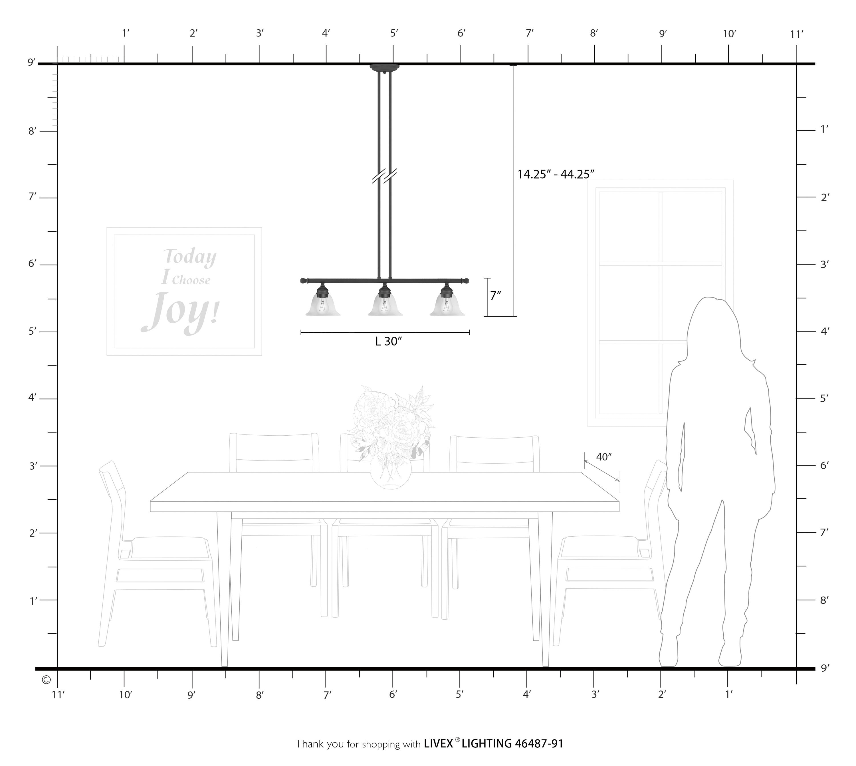 Elegant Brushed Nickel 3-Light Linear Chandelier with Hand-Blown Glass