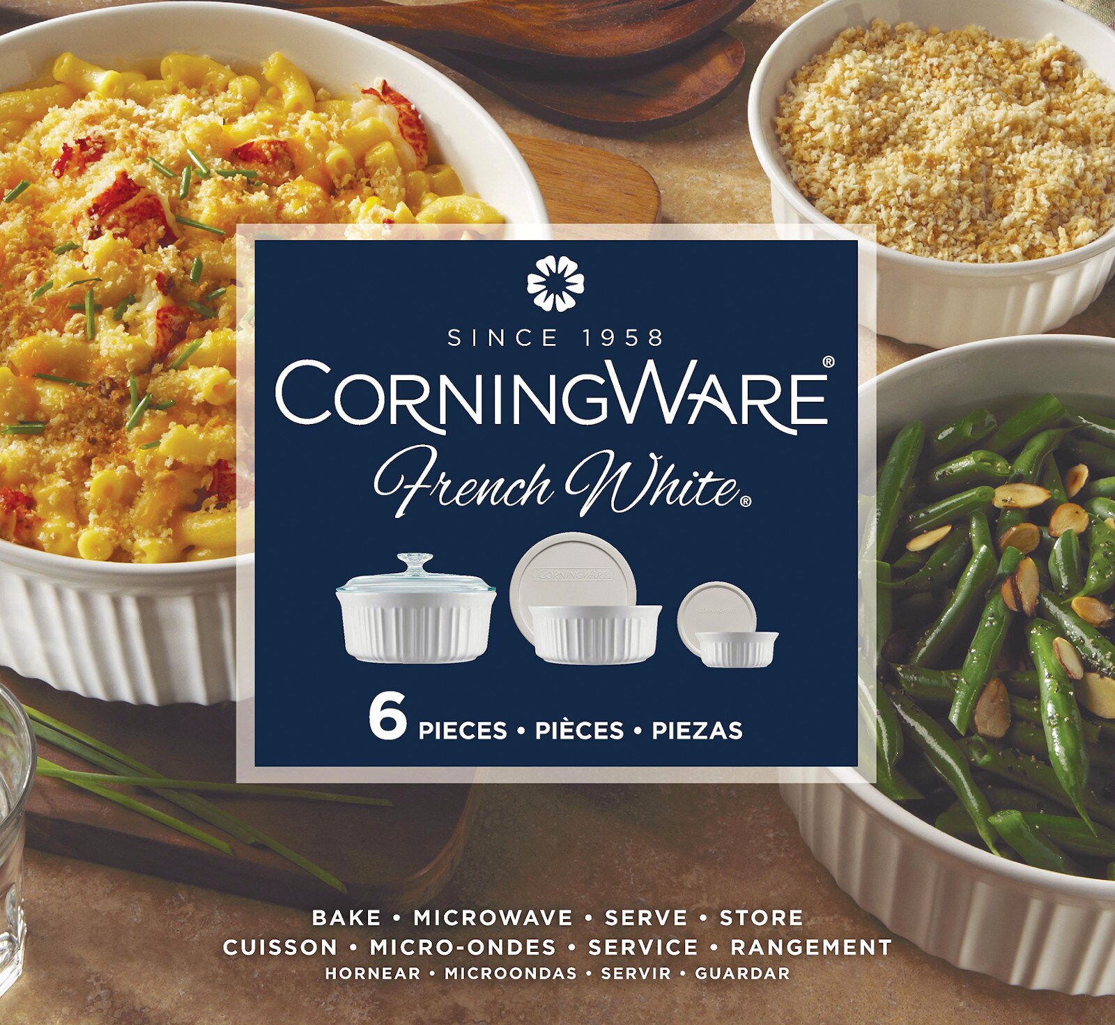 Corningware French White 6-Piece Ceramic Bakeware Set 1074887