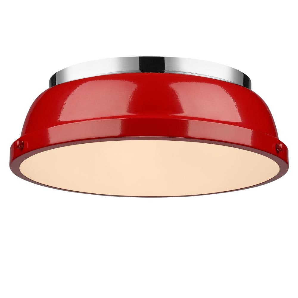 Golden Lighting 3602-14 CH-RD Duncan 2 -Light 14-in Polished Chrome Flush Mount Light
