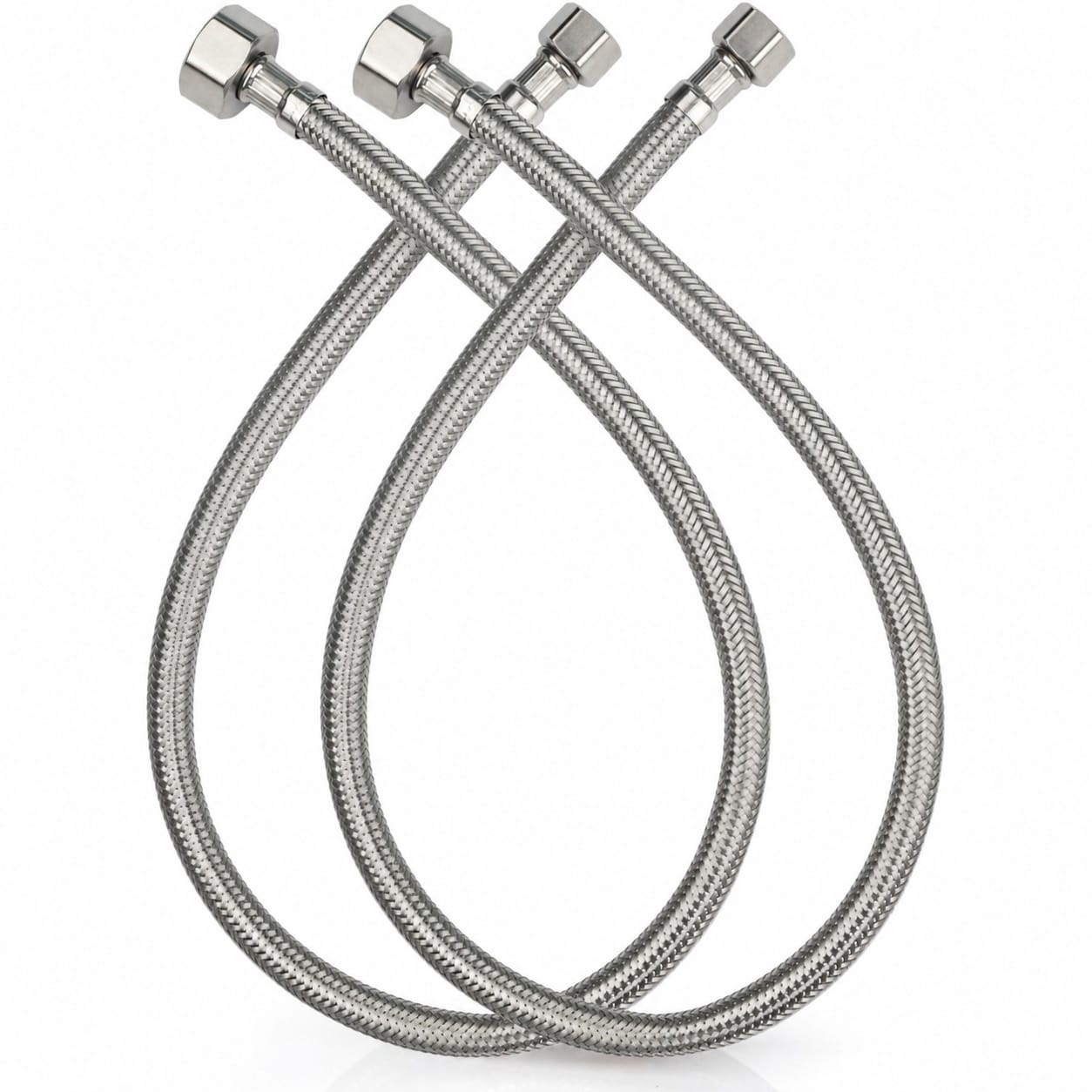 Aoibox  2 Pack 24 in Stainless Steel Braided Water Supply Line 1 2 in FIP x 3 8 in COMP Faucet Hose Connector