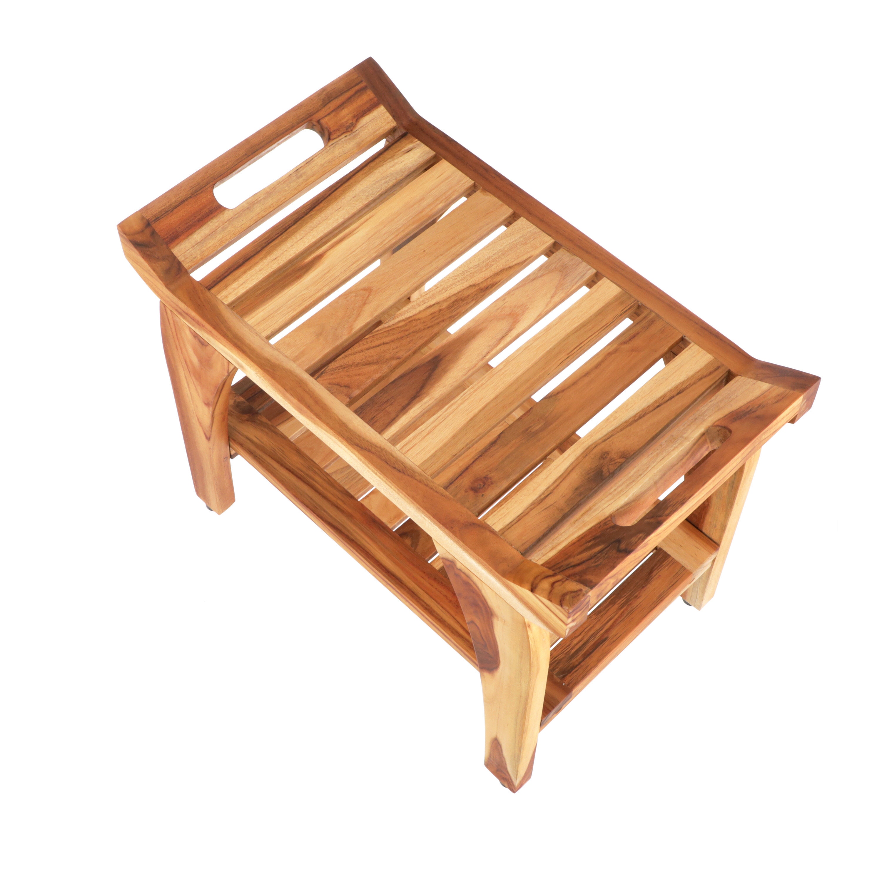 24 Tranquility ED941 Wide Teak Shower Bench with Handles - EcoDecors