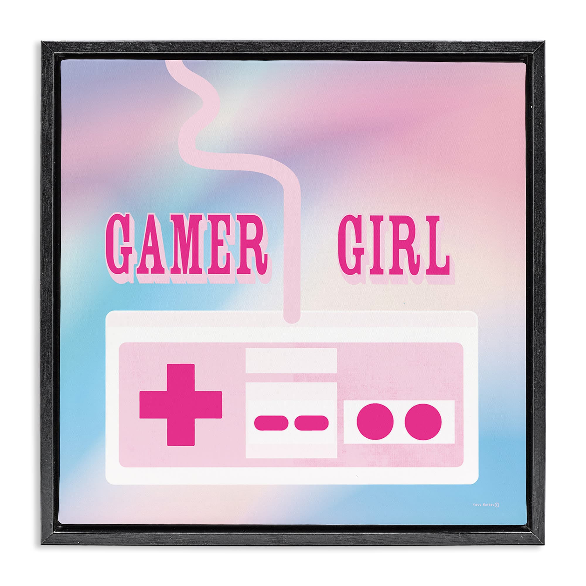 Stupell Industries BS-711-FFB-17X17 Pastel Gamer Girl Controller Floating Frame design by Yass Naffas Designs