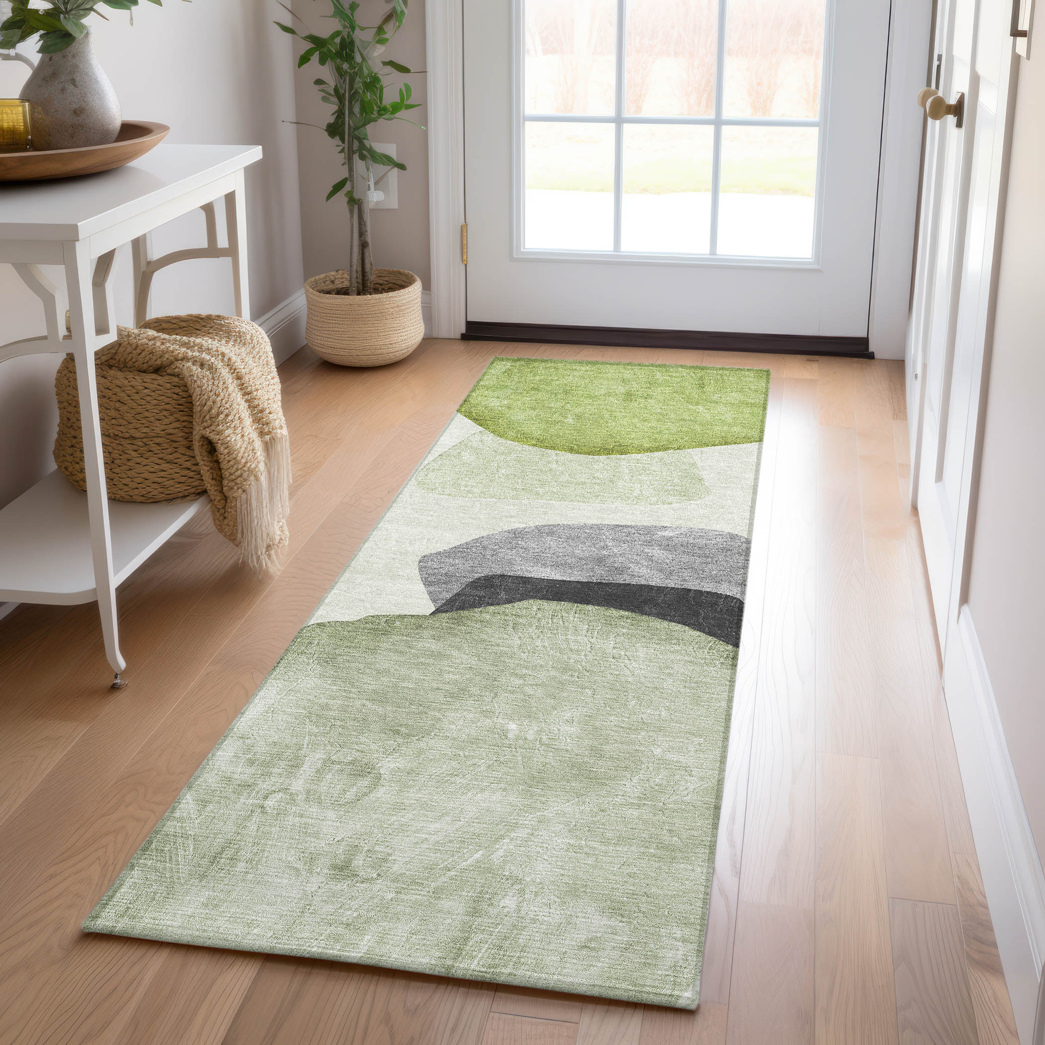 Addison Rugs ACN547GE2X8 Chantille ACN547GE 2 x 7 (ft) Polyester Green Rectangular Indoor/Outdoor Stripe Machine washable Area rug