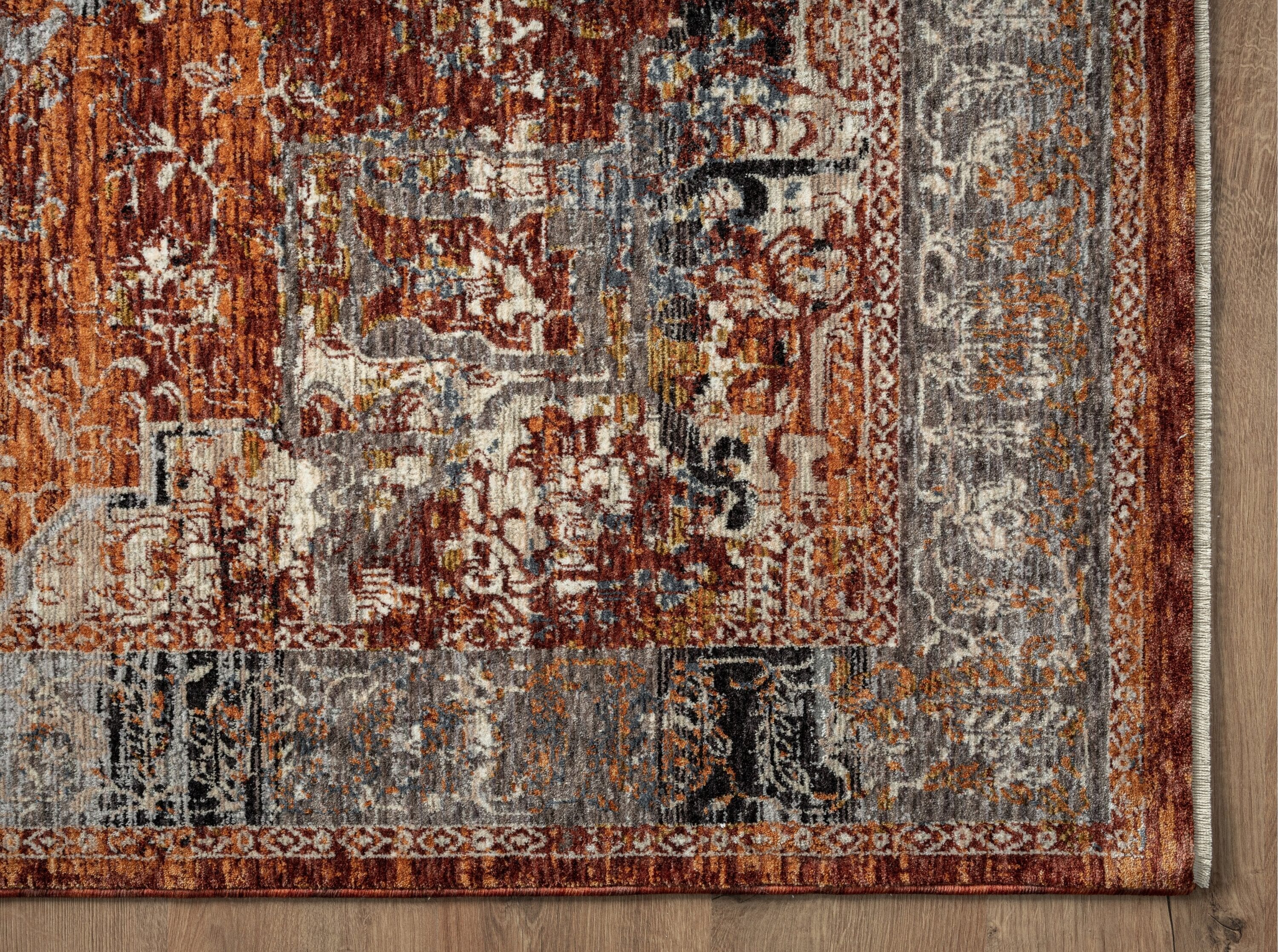 MDA Rugs Amelia 3 X 4 (ft) Rust and Charcoal Indoor Medallion Area Rug ...