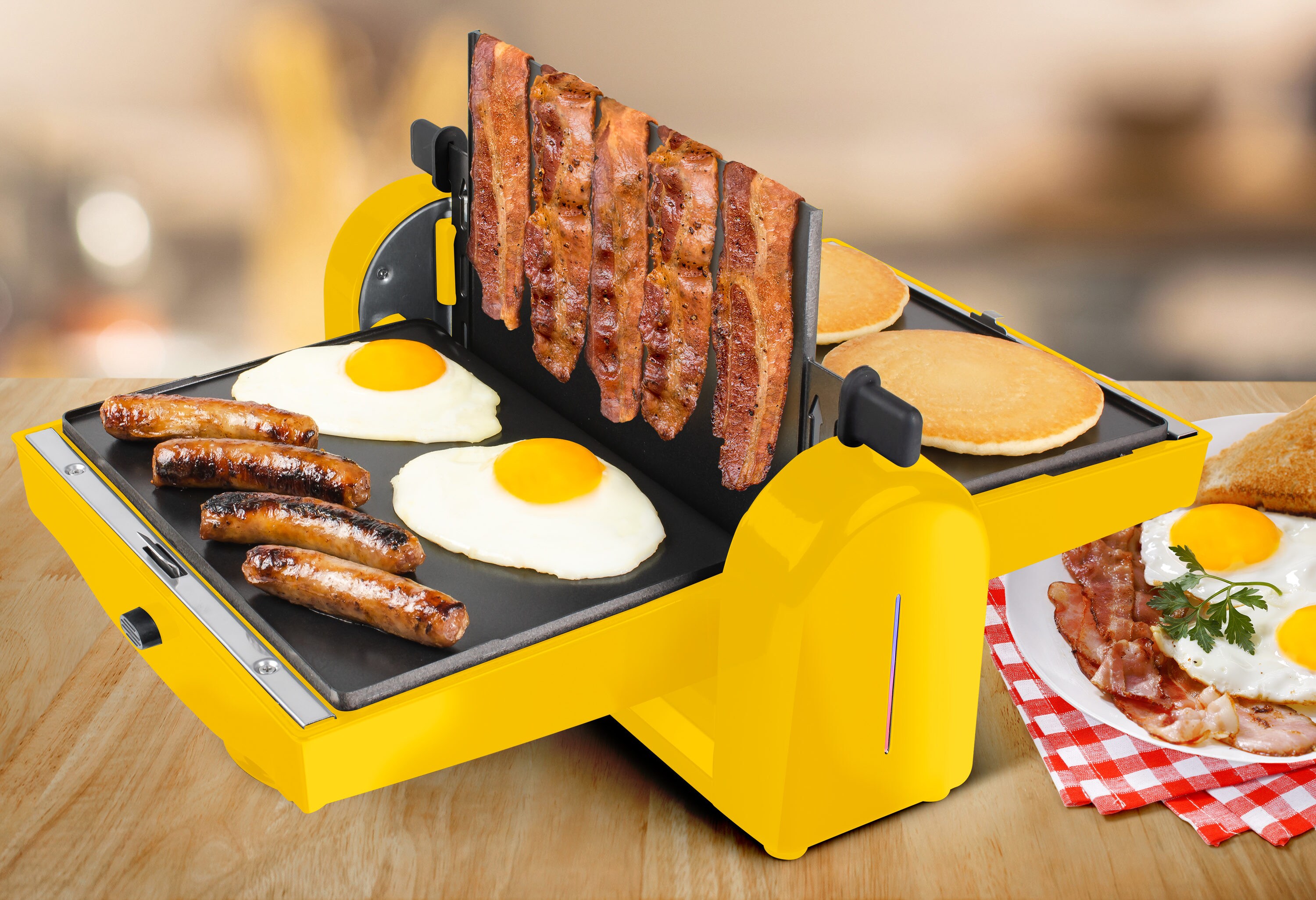 kraft 5-in L x 5-in W 900-Watt Yellow Foldable Electric Griddle in the ...