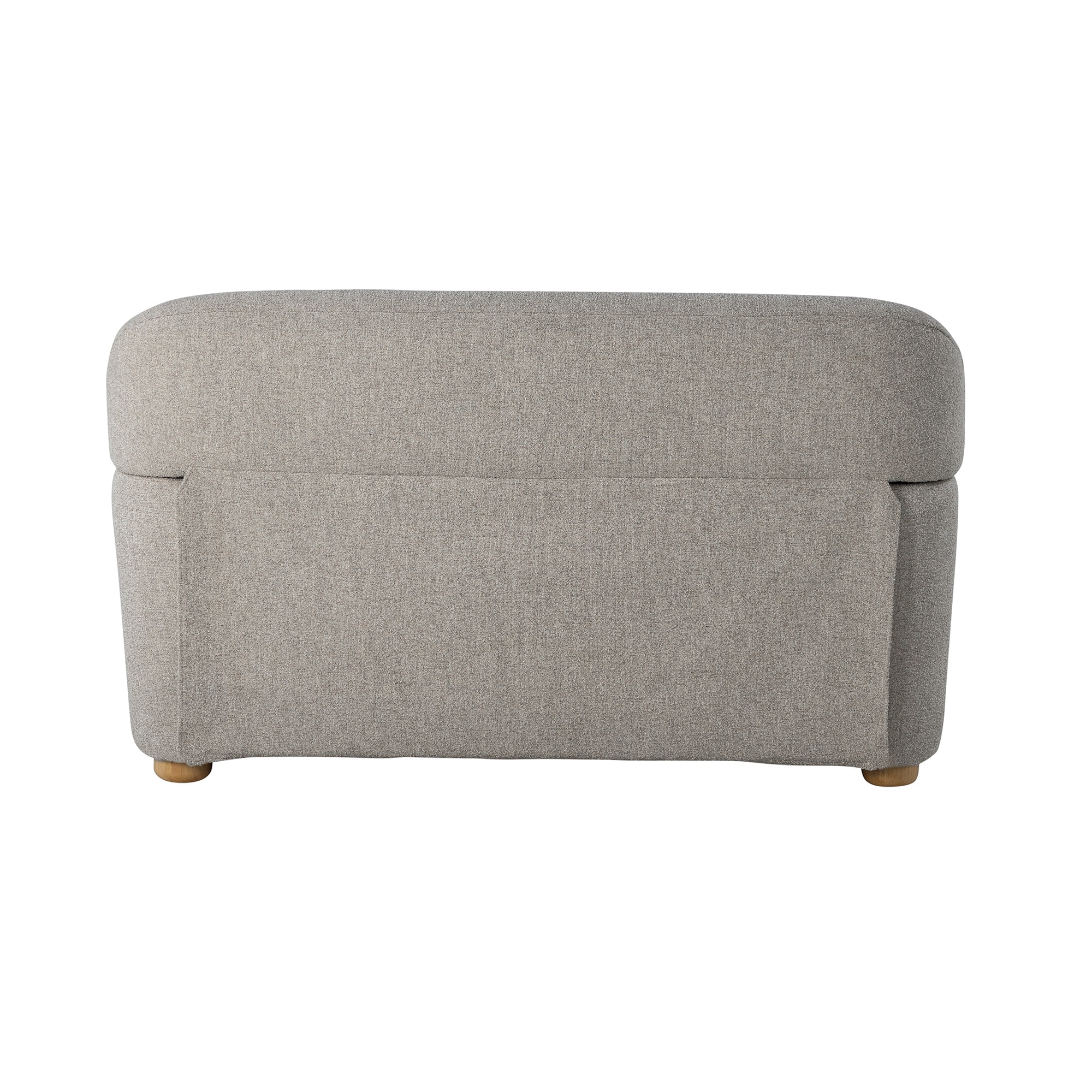 Pebble Gray Boucle Fabric Loveseat with Round Arms and Storage
