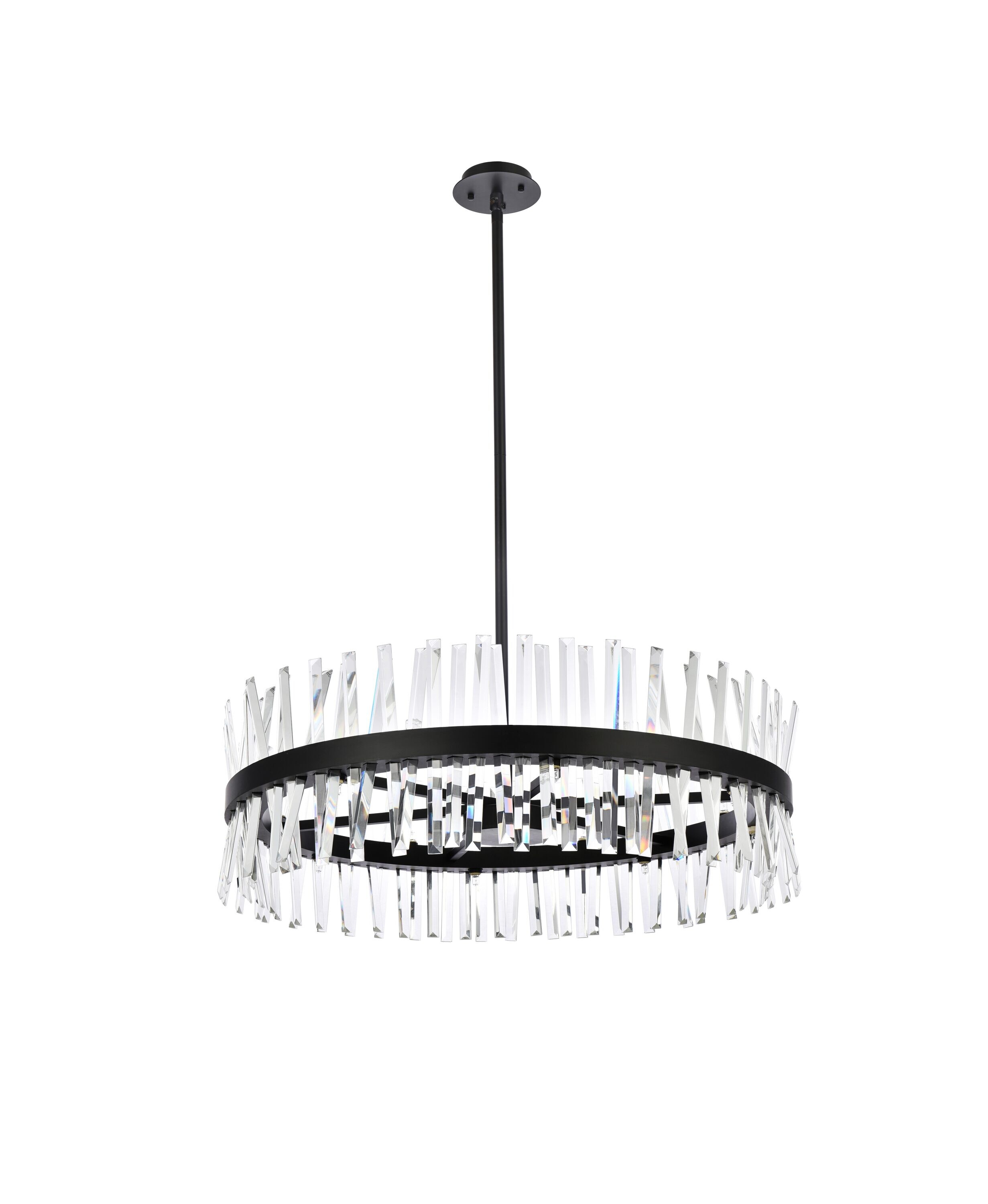 Serephina 32-Inch Black Crystal Round Chandelier