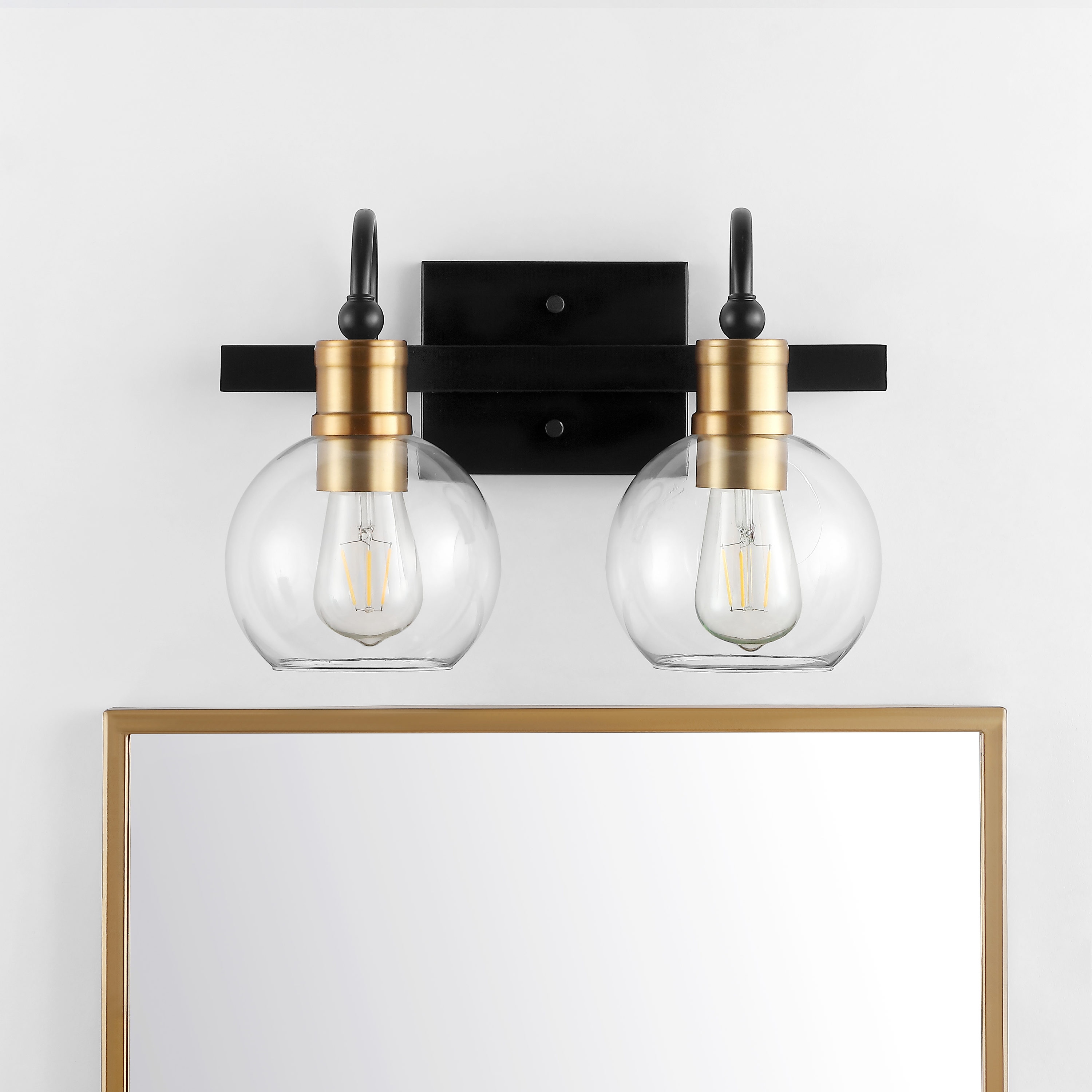 Marais 14.5" Black and Brass Iron Bathroom Vanity Light