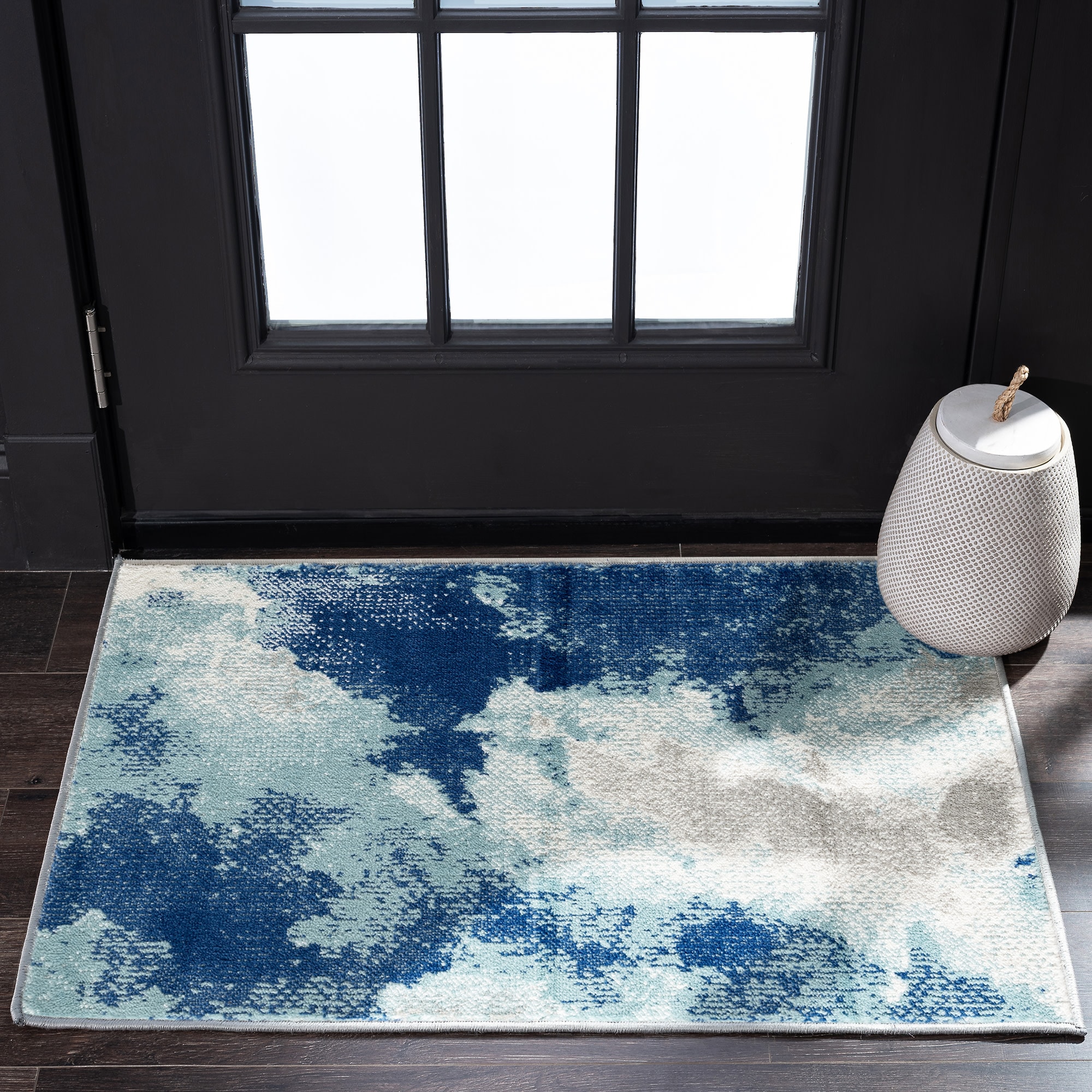 Tayse Timeless 2 X 3 (ft) Blue Indoor Throw Rug in the Rugs 