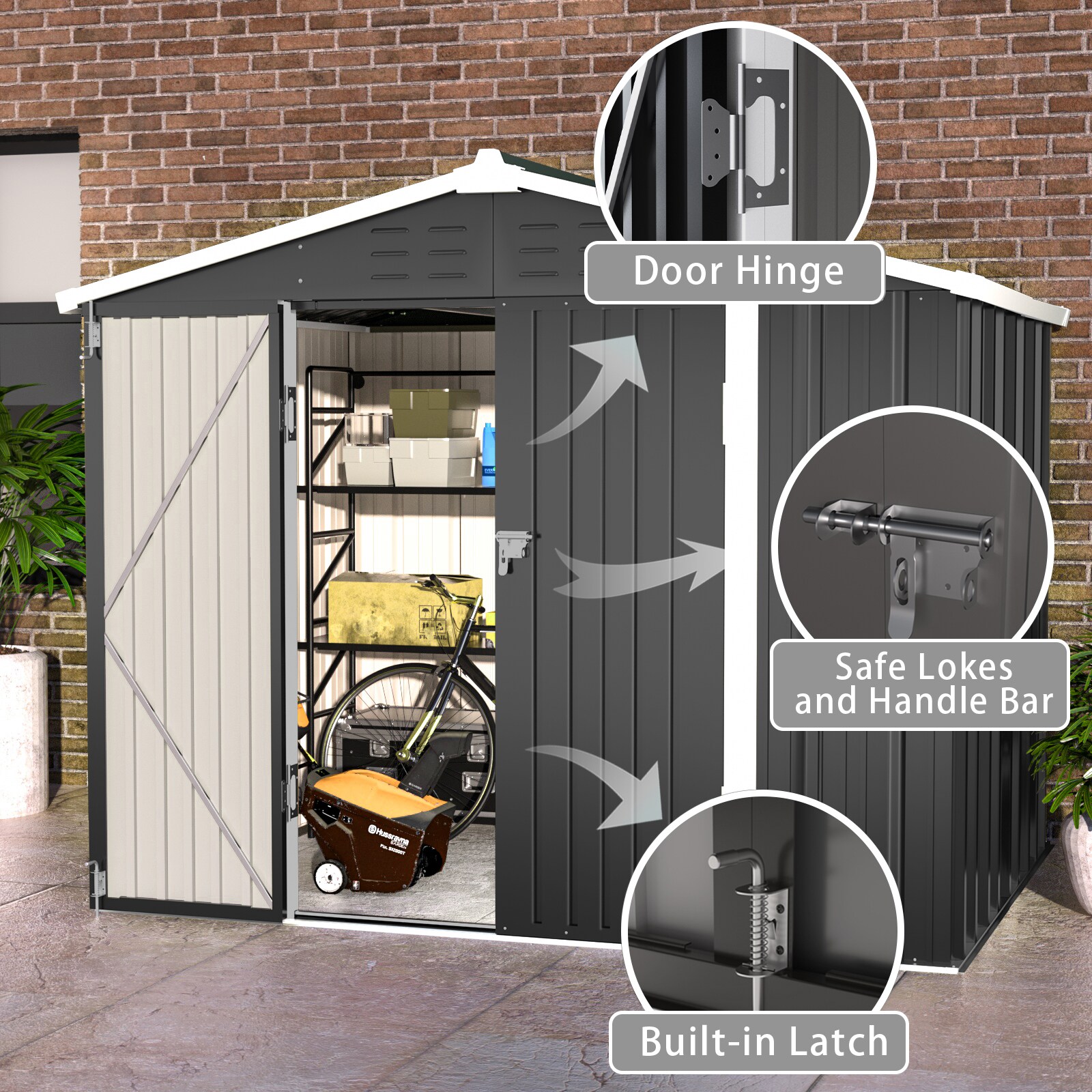 UDPATIO TP01GRY86-LW Metal-Storage-Buildings-Sheds - View #2