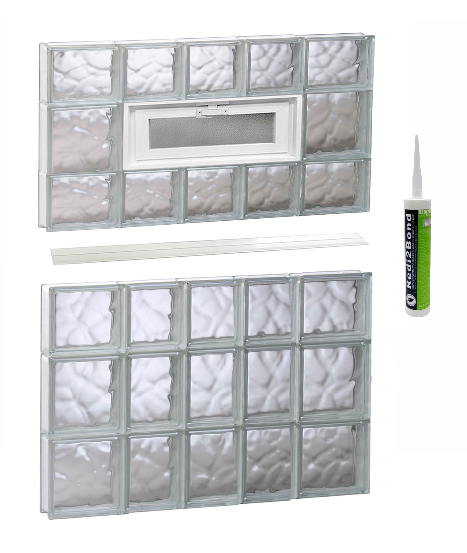 REDI2SET V3442DC Wavy Glass 32-3/4-in x 40-1/2-in Frameless Replacement Vented Glass Block Window