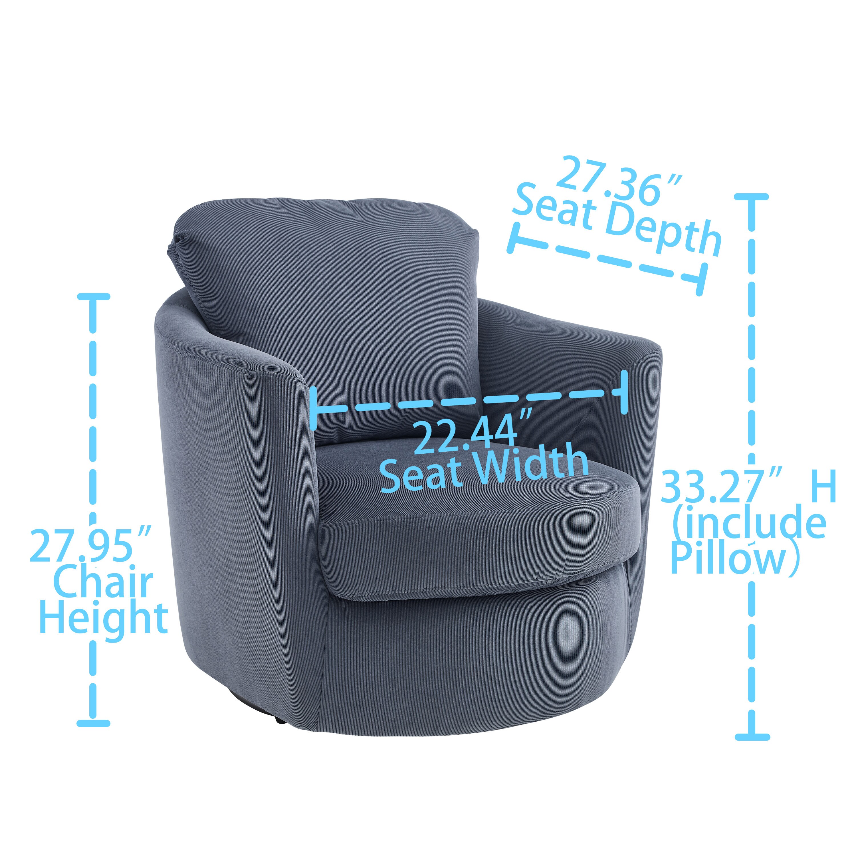 Art Leon Blue Linen Adjustable Height Swivel Accent Chair with