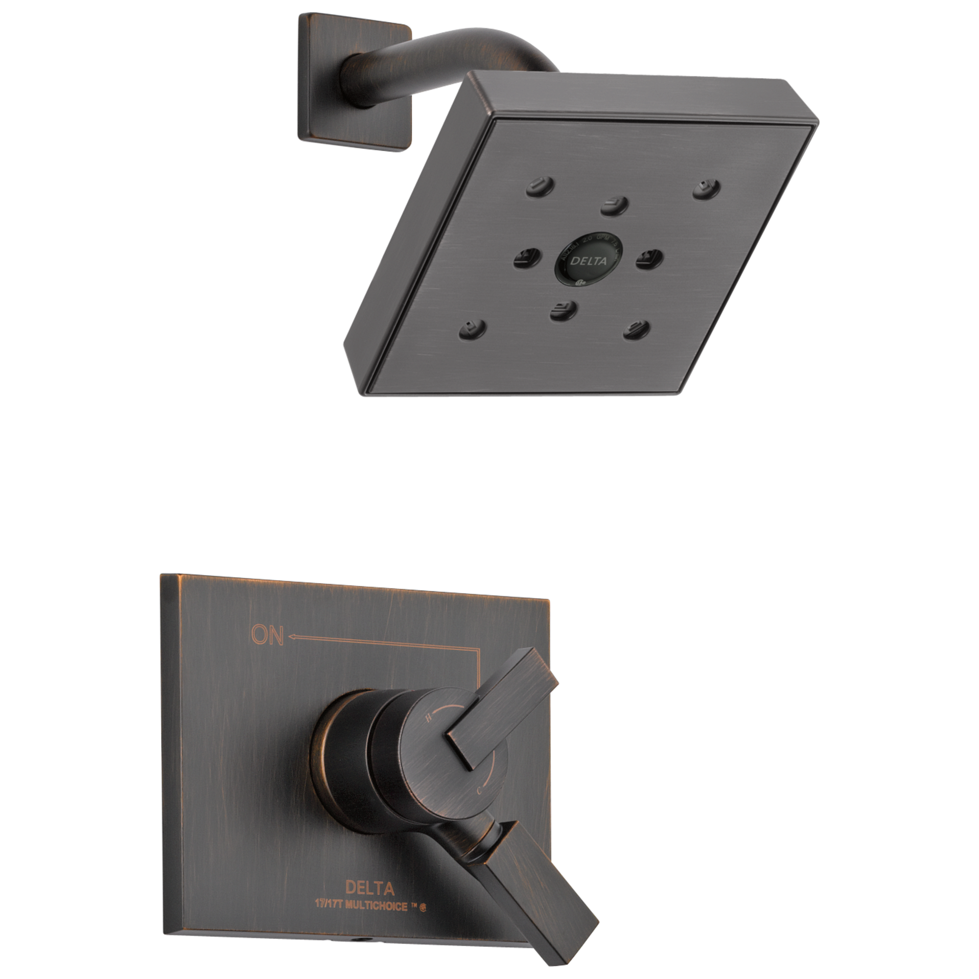 Delta T17253-RBH2O Vero Venetian Bronze 2-handle Single function 6.0-Inches Square Shower Faucet