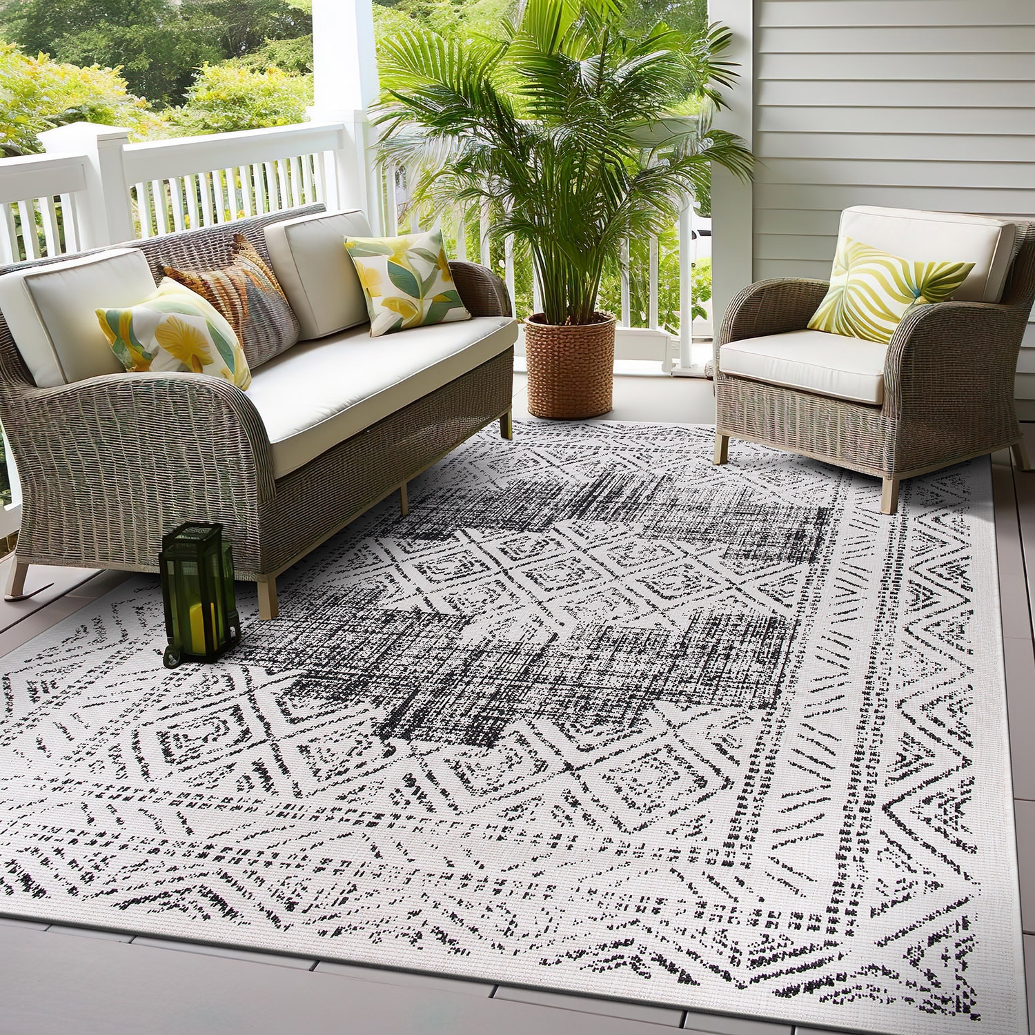 World Rug Gallery 4029GRAY8X10 8 x 10 (ft) Loomed Synthetic Gray Rectangular Indoor/Outdoor Area rug