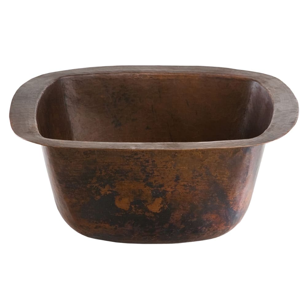 Thompson Traders  3SBC 12 Inch Drop In / Undermount Picasso Square Flat Bottom Handcrafted Copper Sink from the Renovations Collection
