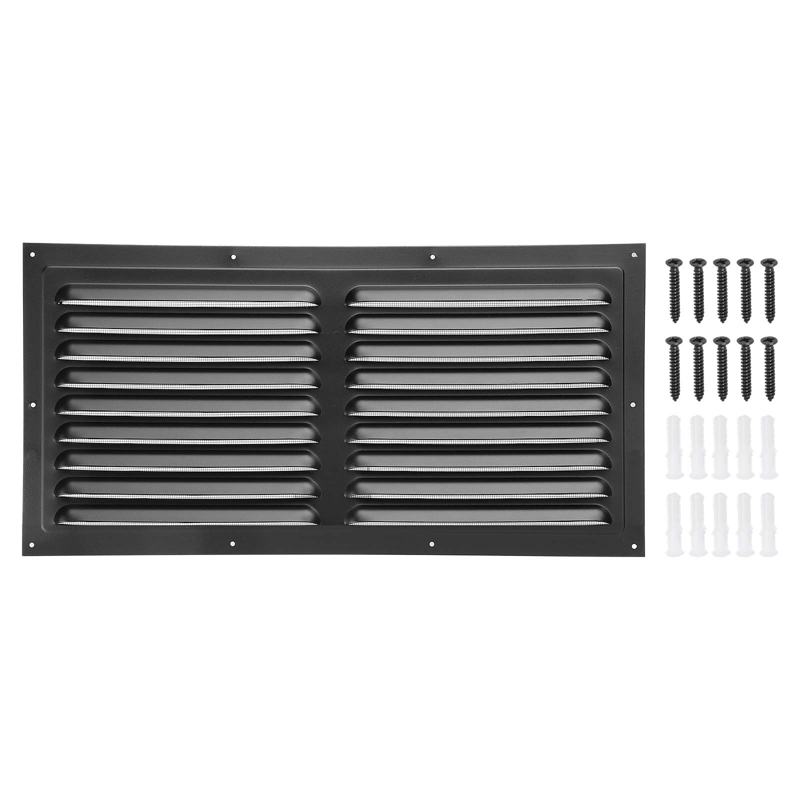 PATIKIL 8inchx16inch Aluminum Gable Vent Exterior Wall Outlet Vent Square Soffit Vent HVAC Louver Air Grille with Built-in Screen for House Attic Garage Ceiling Black