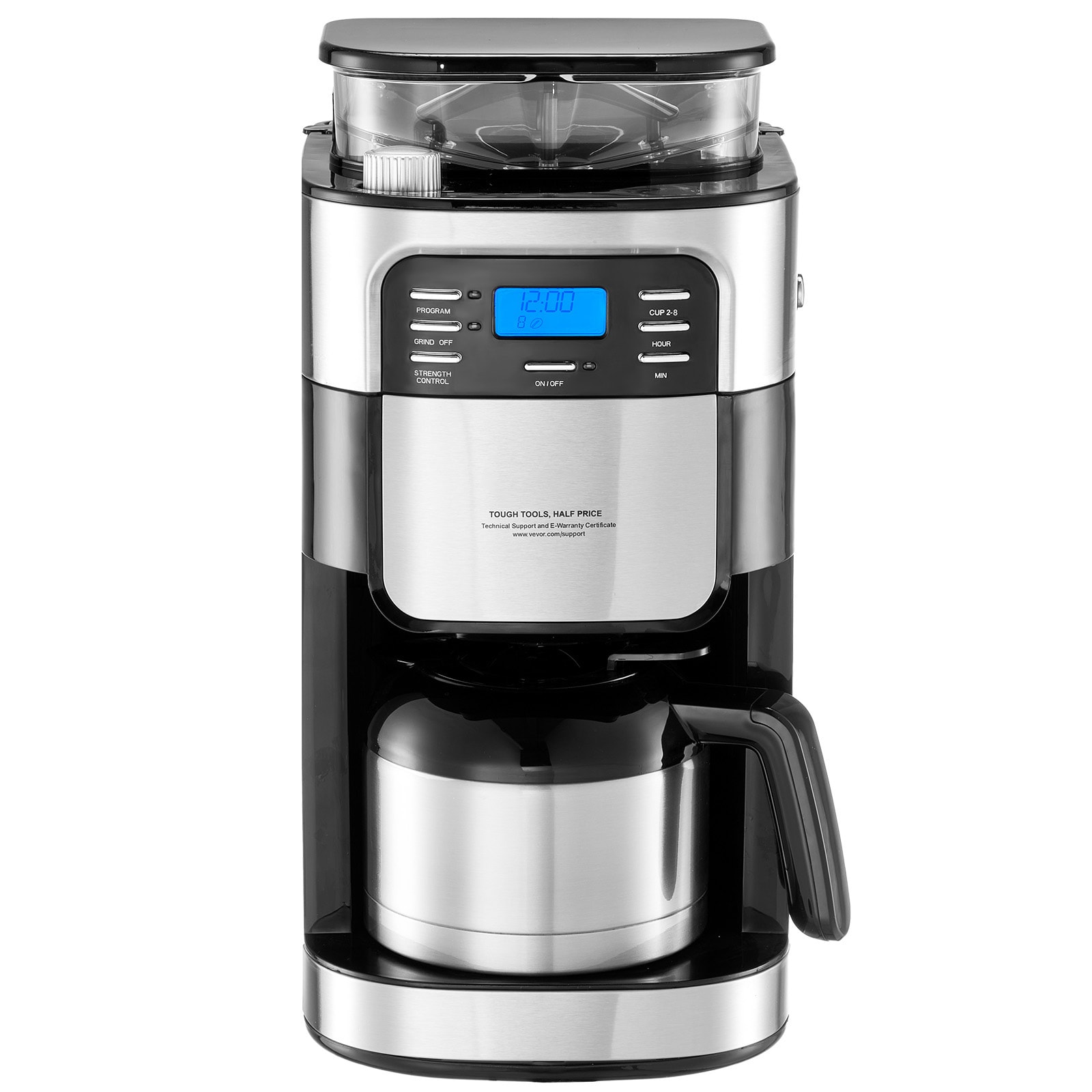 VEVOR SCZCKYMCZKFJ06280V1 Coffee Maker with Grinder 8 -Cup Commercial Combination coffee maker ( Black )