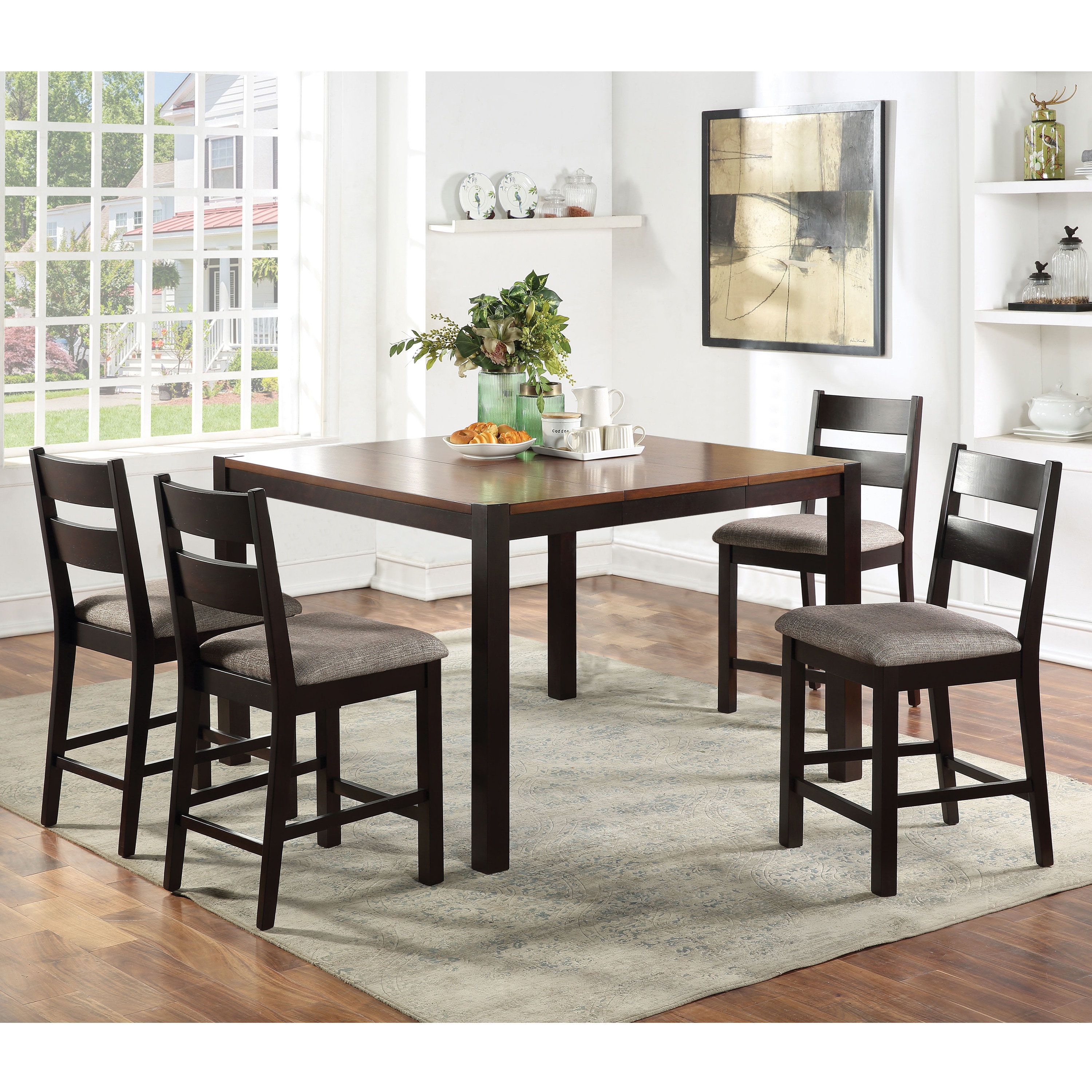 Furniture of America Jemin Dark Oak and Espresso Transitional Dining ...