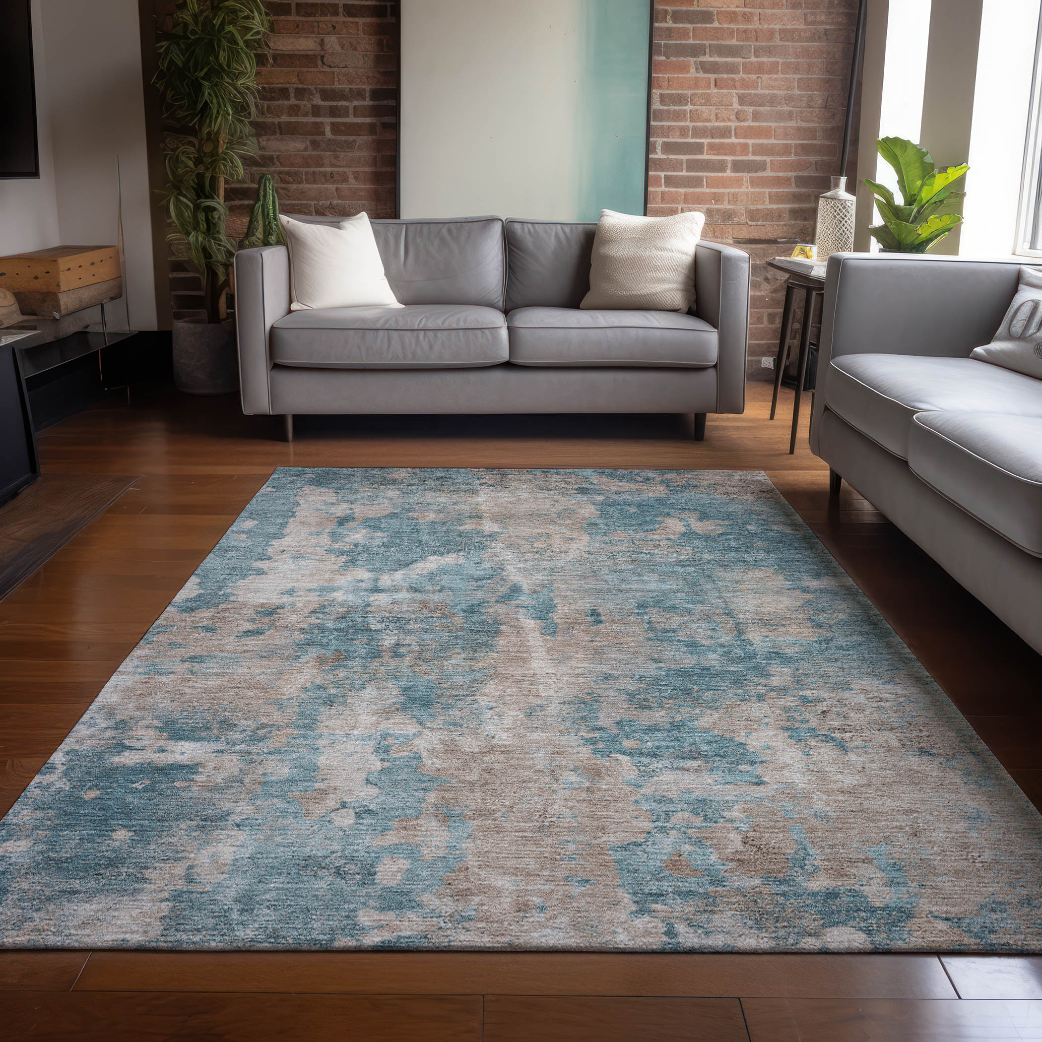 Addison Rugs ACN573TE3X5 Chantille ACN573TE 3 x 5 (ft) Polyester Teal Rectangular Indoor/Outdoor Mid-Century Modern Machine washable Area rug