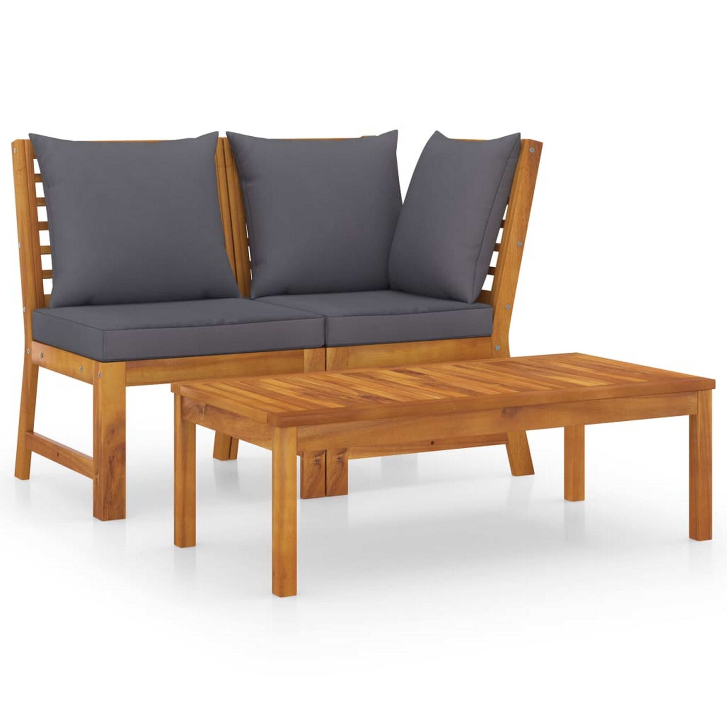 Patio Conversation Sets 3 -Piece 2 Patio Sofa Conversation Set with Gray Polyester Cushions