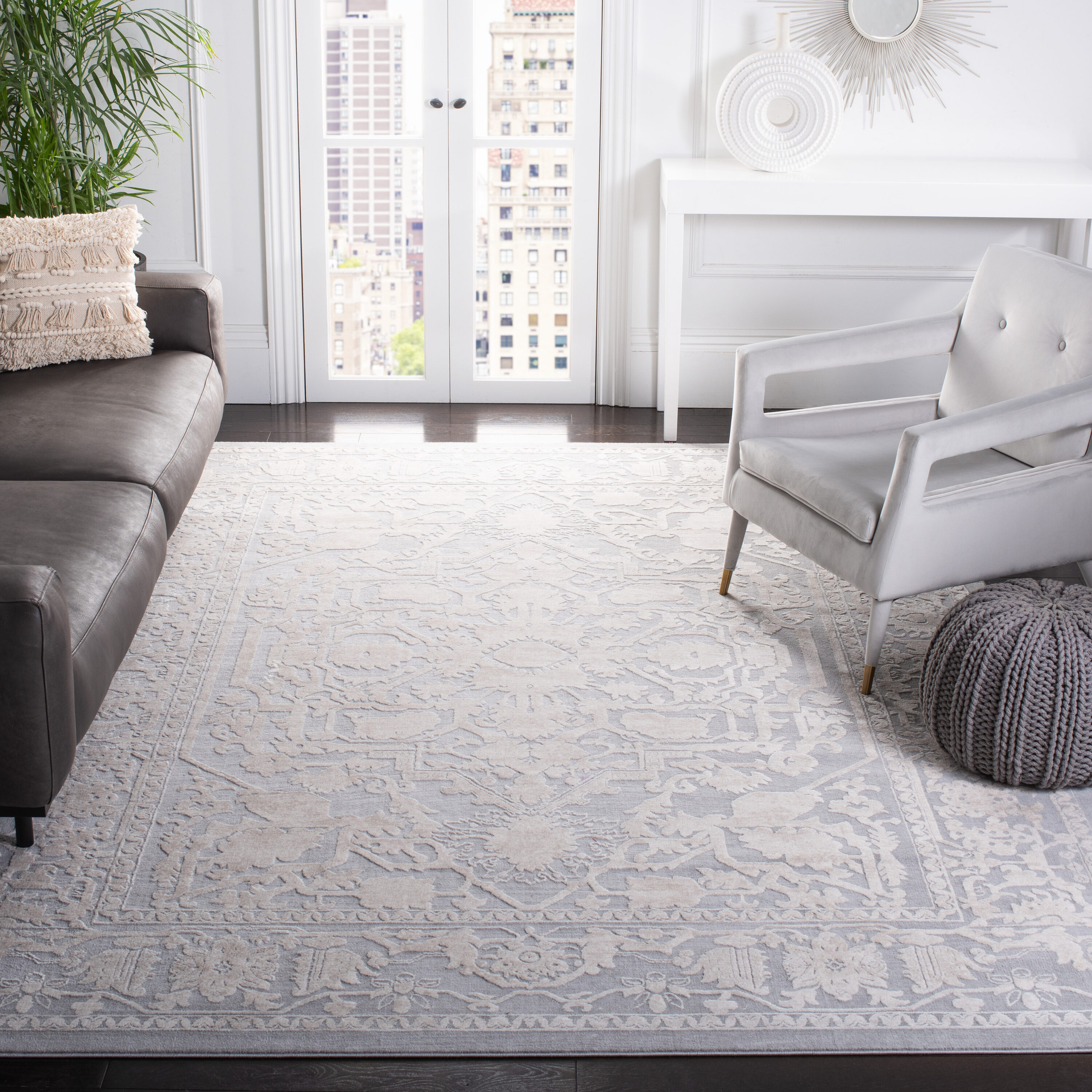 Safavieh Reflection 665C Light Grey Cream 10 x 14 Rectangular Area rug