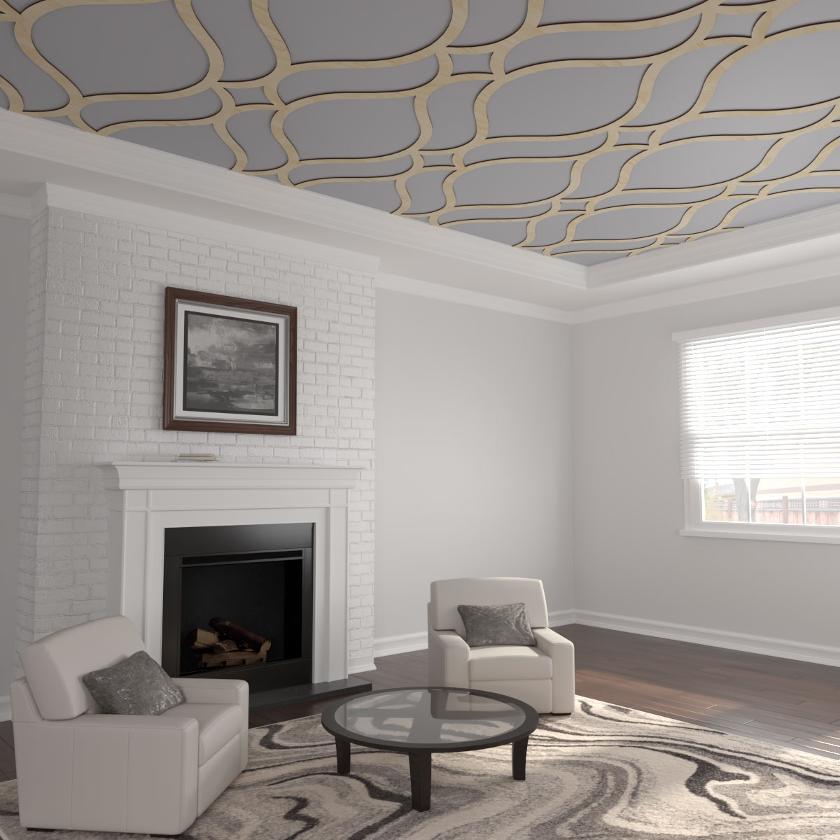 Ekena Millwork CELW63X95X0375VILBI 63-in x 94-1/2-in Embossed Birch Wood Wall Panel Fretwork