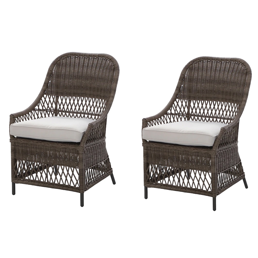 allen + roth Maitland Set of 2 Wicker Brown Steel Frame Stationary ...