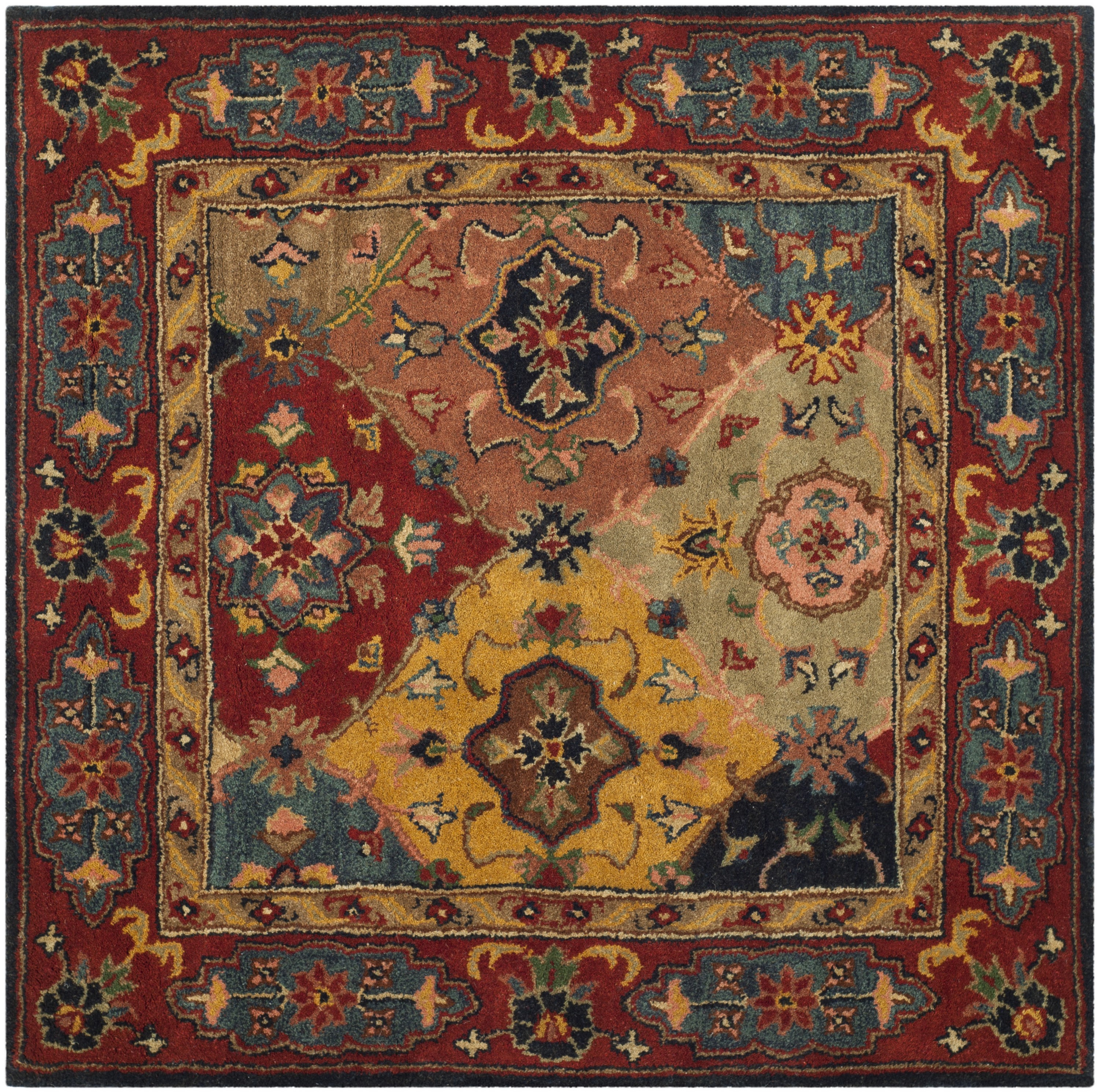 Heritage Red Multicolor Hand-Tufted Wool Square Rug