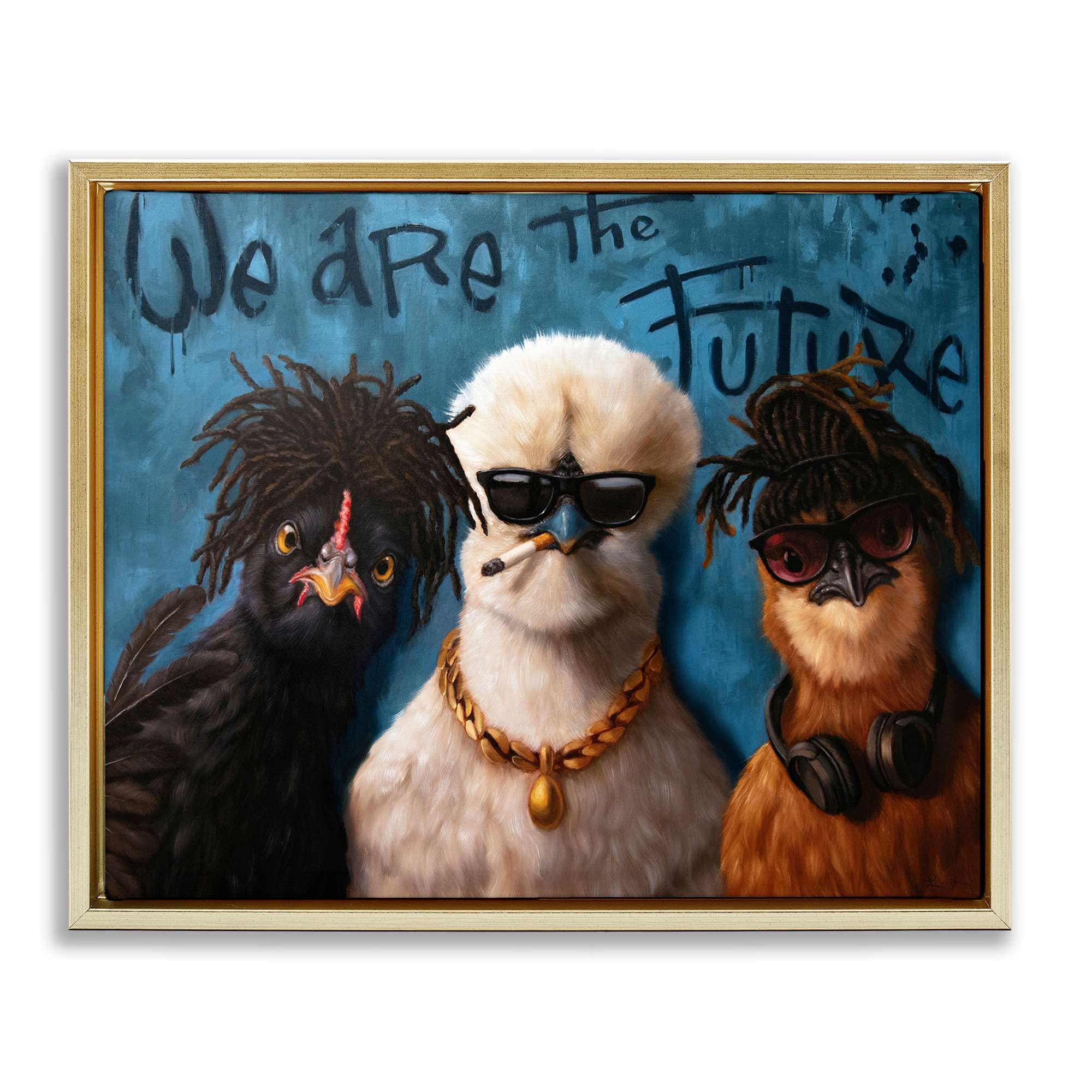 Stupell Industries BS-780-FFG-24X30 We Are The Future Birds Gold Framed Floater Canvas Wall Art By Lucia Heffernan 31 x 25