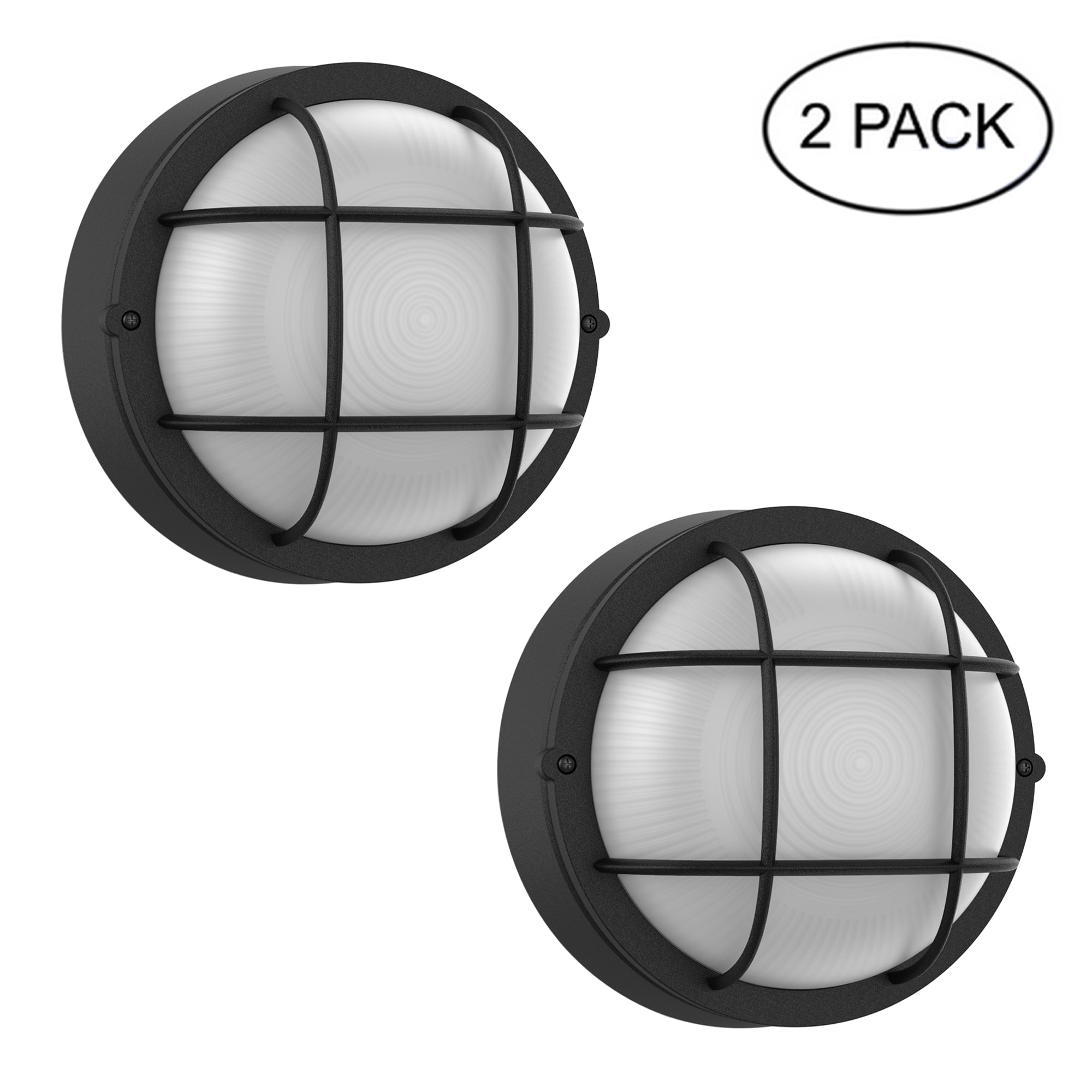 Hukoro LEDFL85452-BK-OD 2 -Pack 7.88-in H Matte Black Hardwired Integrated LED Outdoor Wall Light